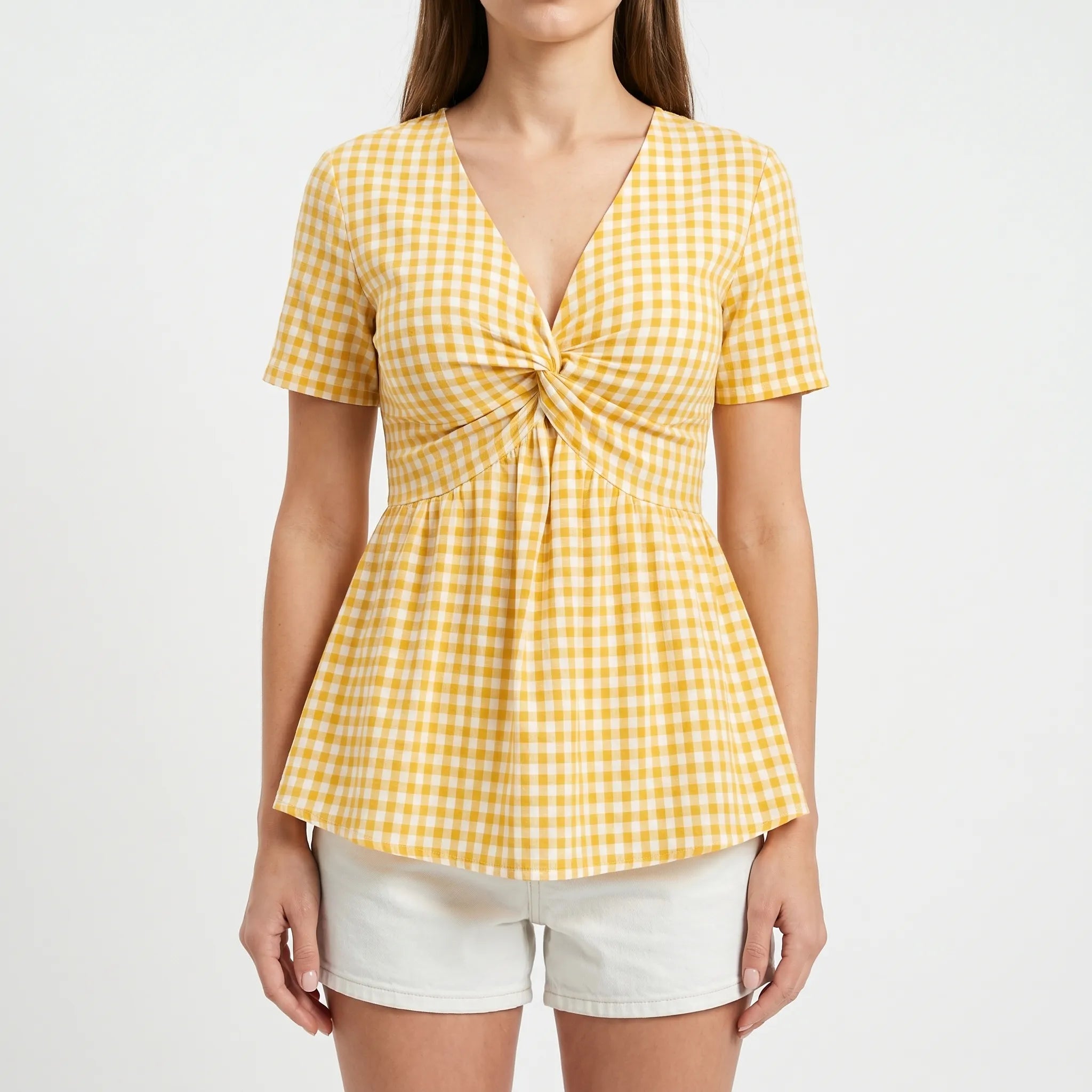 Gingora™ -  Short Sleeve Gingham Blouse -  Casual Summer Outings