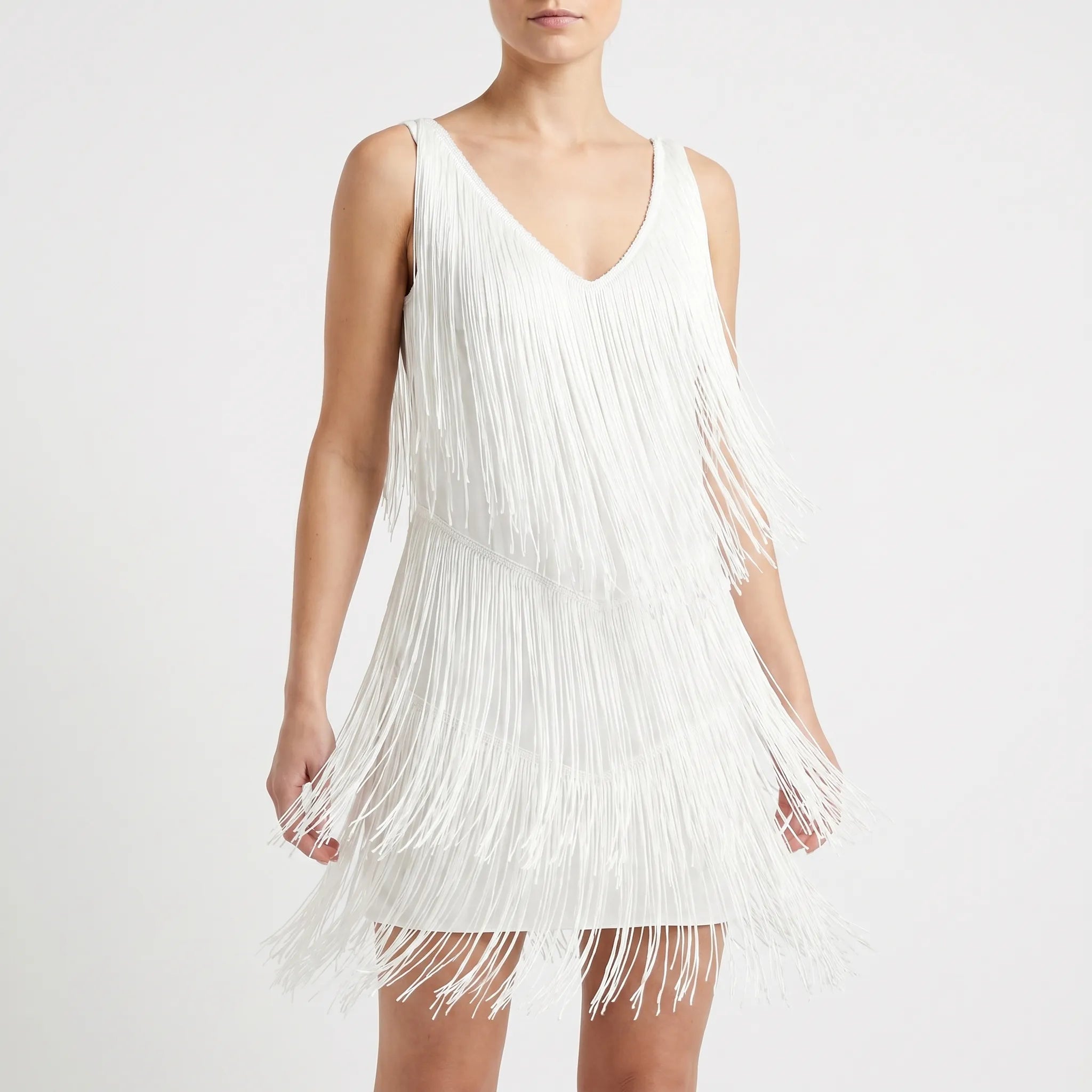 Glitzara™ -  Sleeveless Fringe Mini Dress -  Evening Celebrations