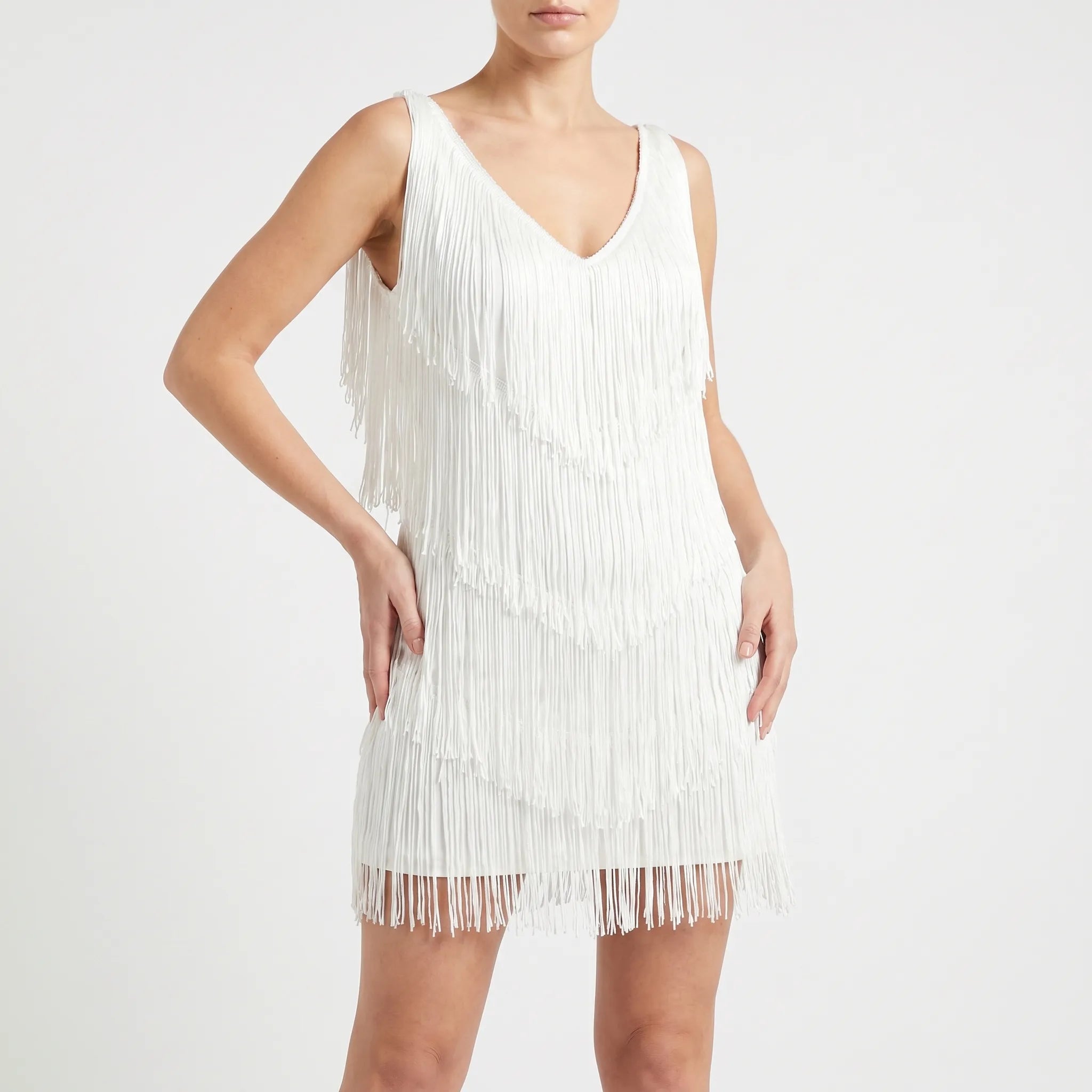 Glitzara™ -  Sleeveless Fringe Mini Dress -  Evening Celebrations