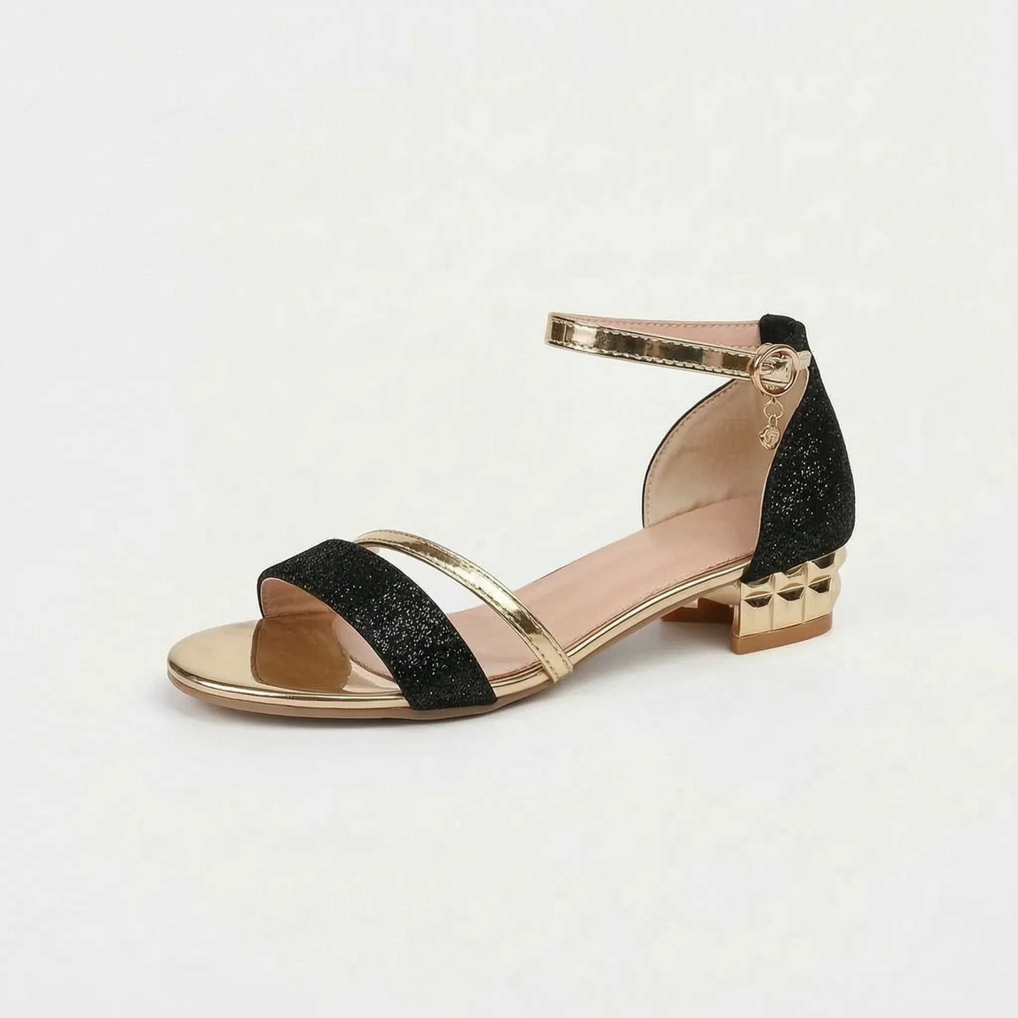 Glitzia™ -  Women's Low Block Heel Sandals -  Evening Events