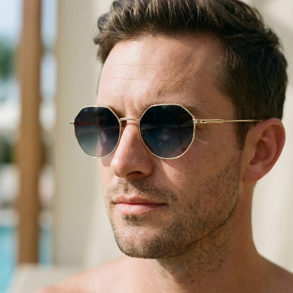 Hexalon™ -  Thin Metal Geometric Sunglasses -  Reducing Sun Glare