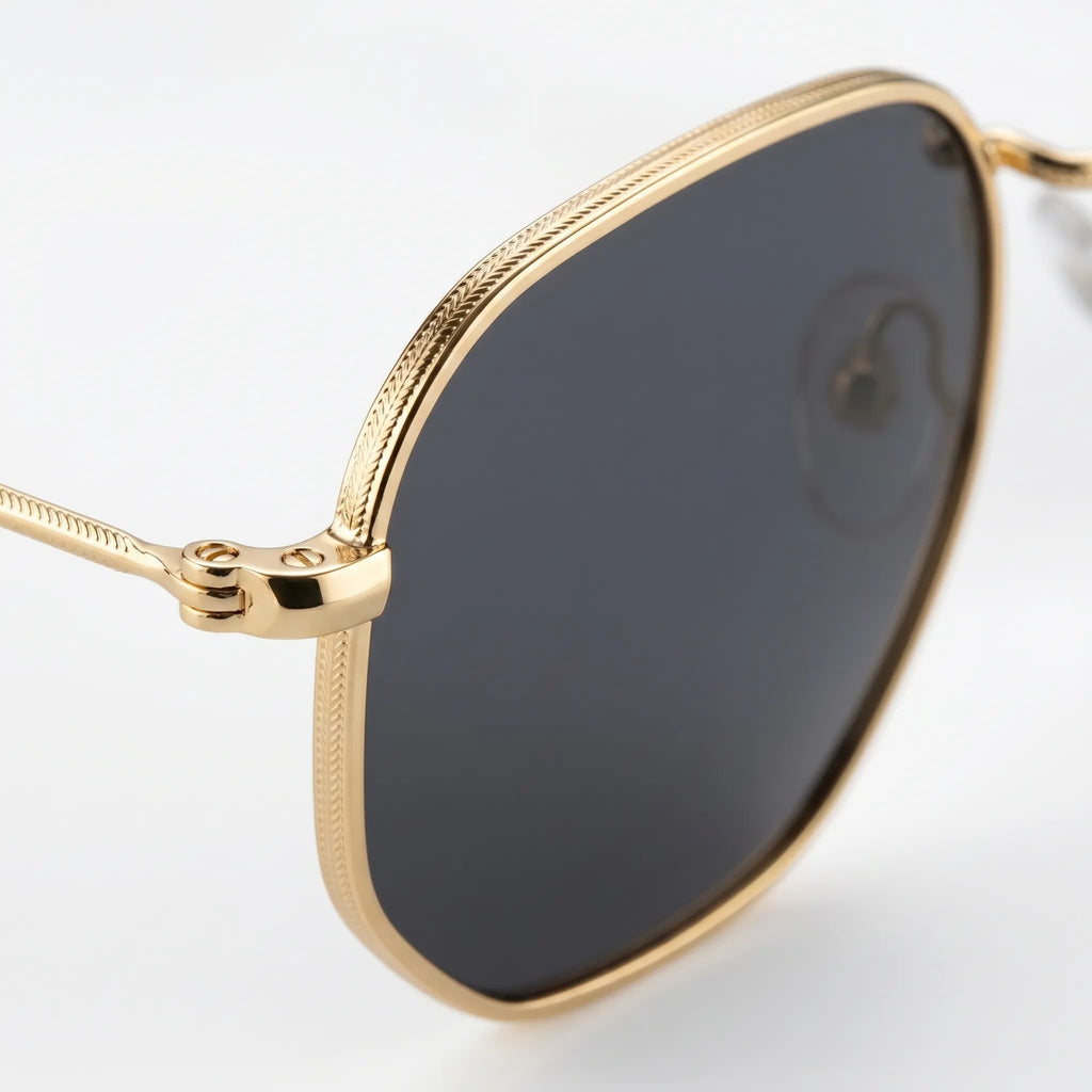 Hexavia™ -  Hexagonal Geometric Metal Sunglasses -  Reducing Bright Glare