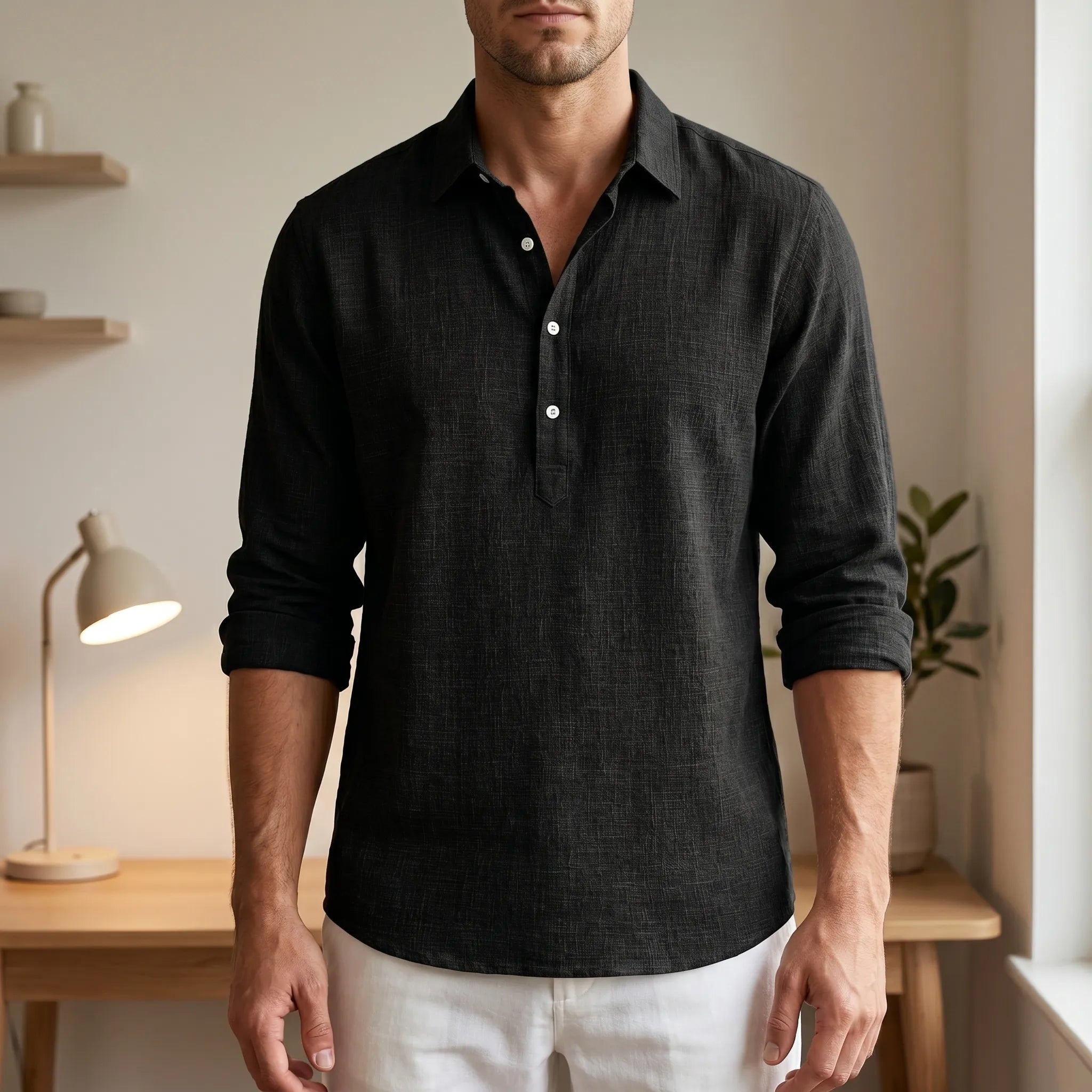 Kinslow™ -  Men's Textured Long-Sleeve Shirt -  Smart-Casual Dressing