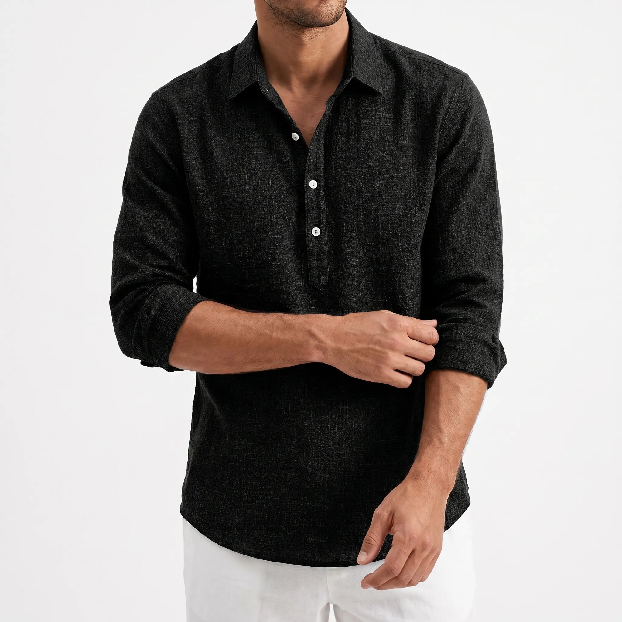 Kinslow™ -  Men's Textured Long-Sleeve Shirt -  Smart-Casual Dressing