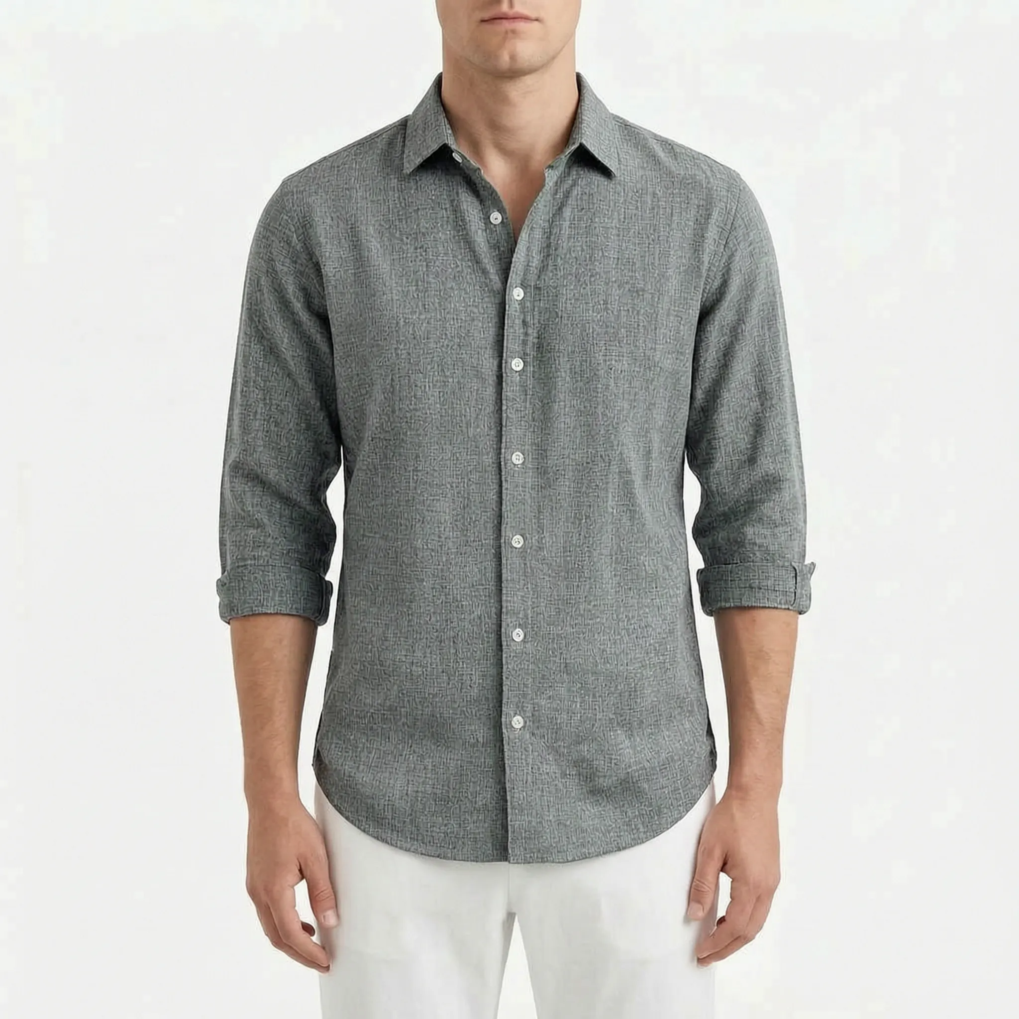 Kinslow™ -  Men's Textured Long-Sleeve Shirt -  Smart-Casual Dressing
