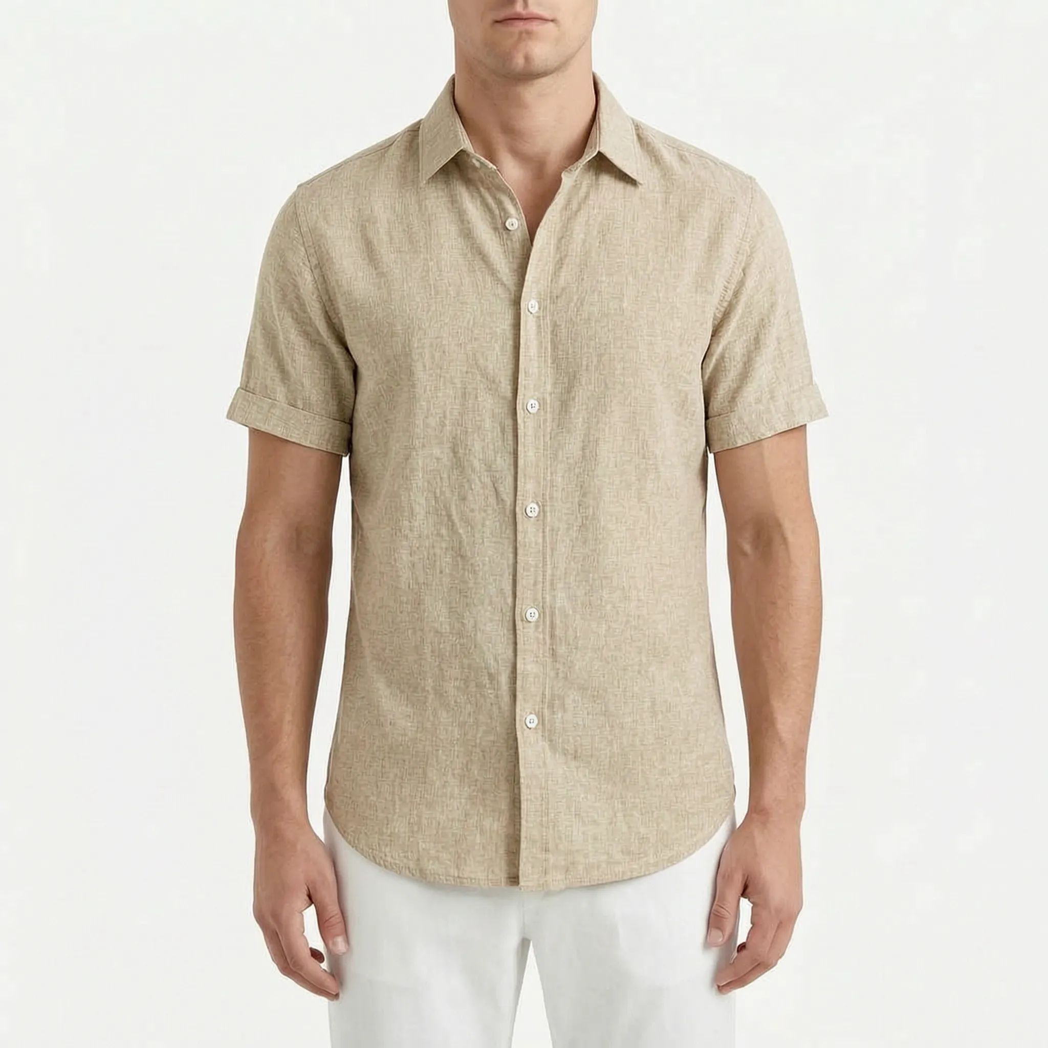Kinslow™ -  Men's Textured Long-Sleeve Shirt -  Smart-Casual Dressing