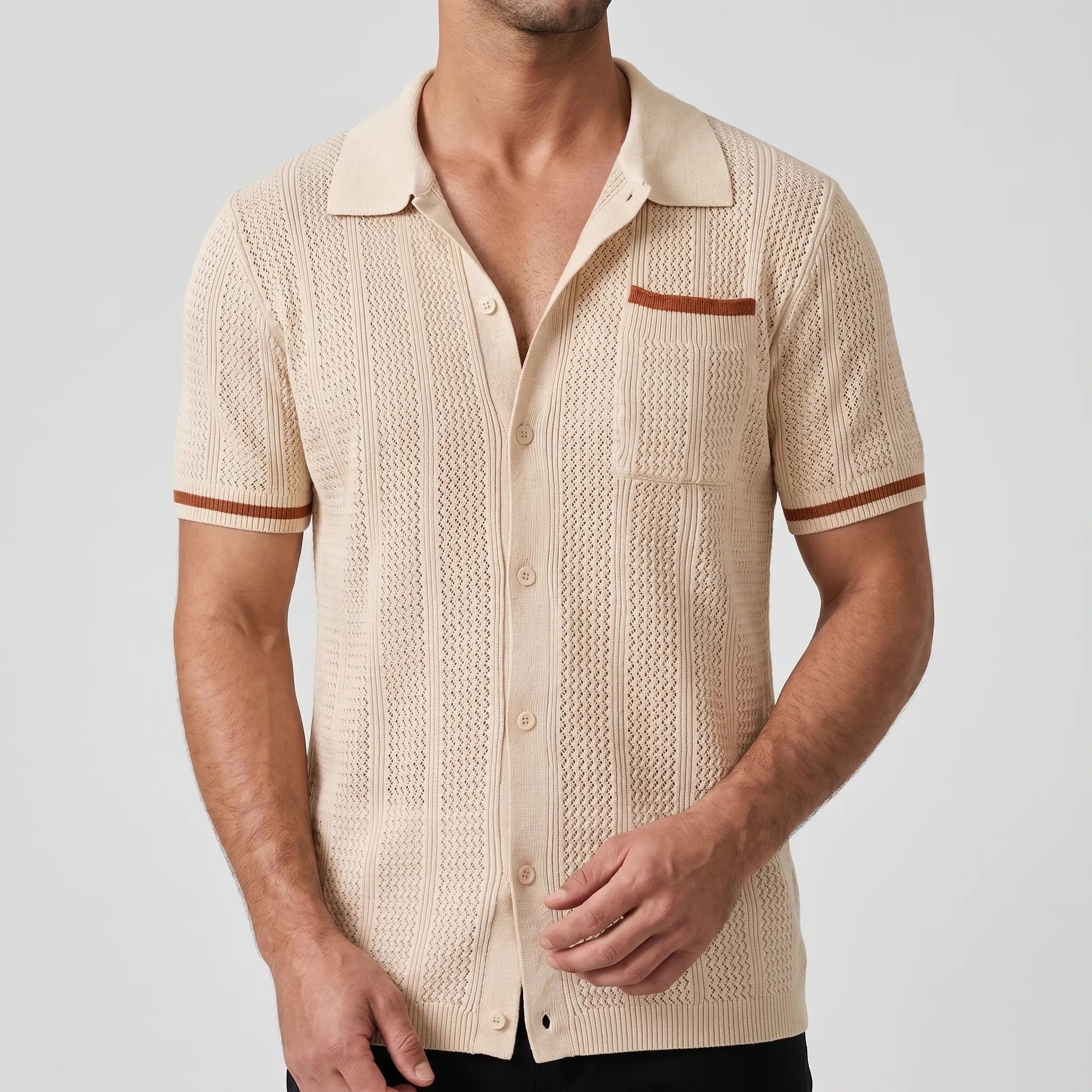 Kintar™ -  Men's Knitted Polo Shirt -  Warm Weather Styling