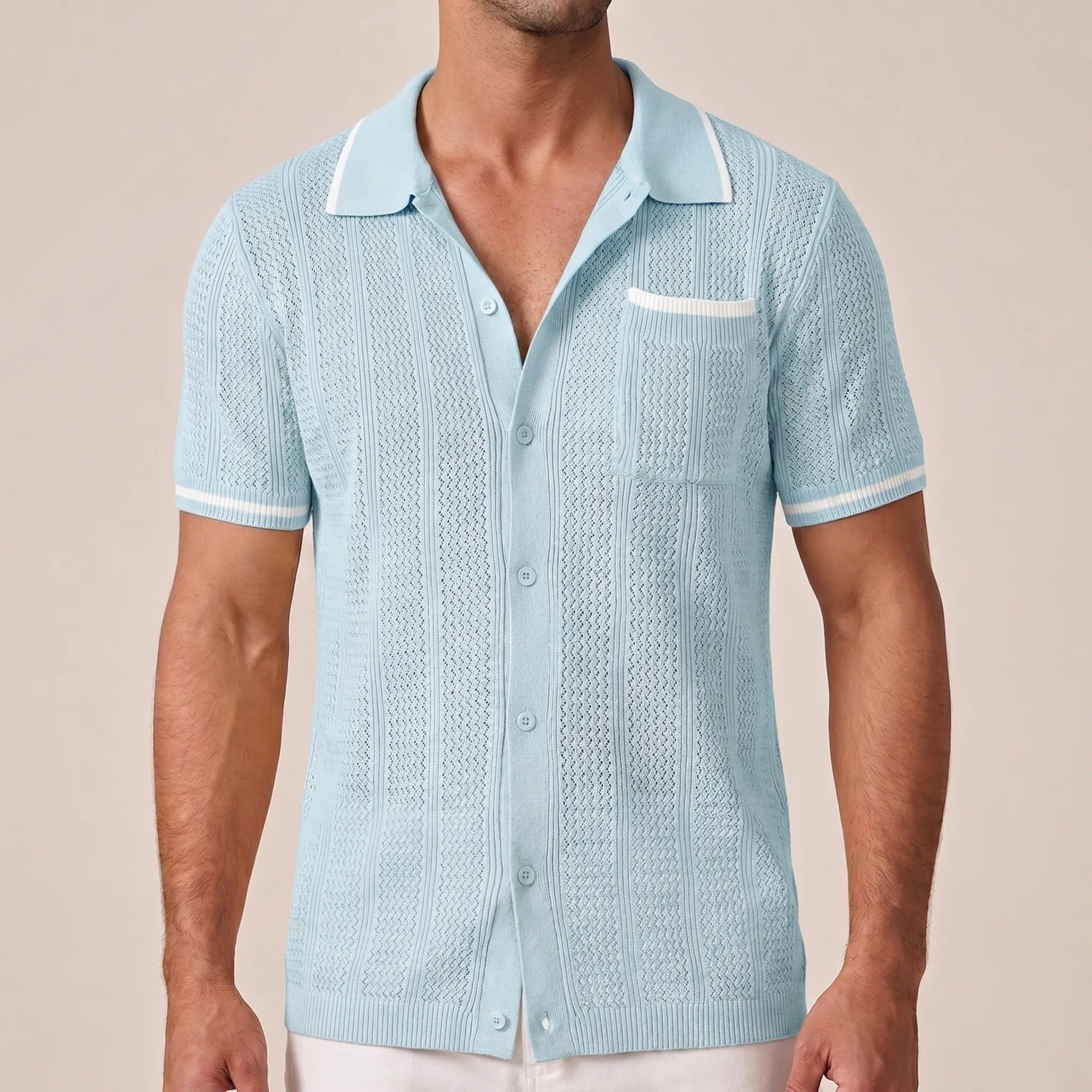 Kintar™ -  Men's Knitted Polo Shirt -  Warm Weather Styling
