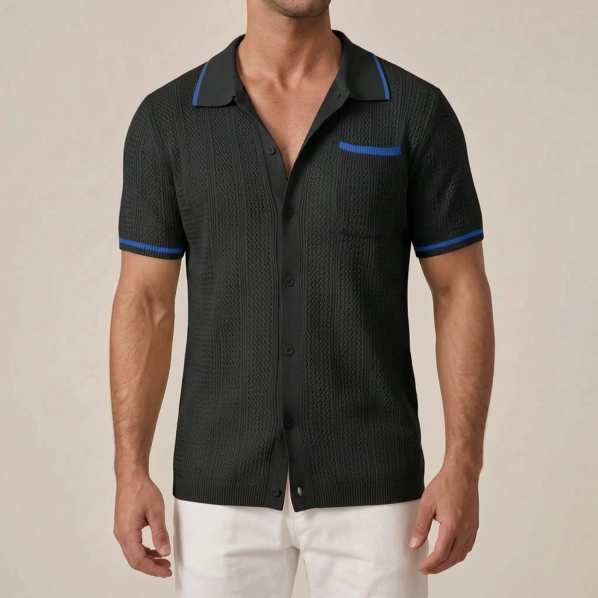 Kintar™ -  Men's Knitted Polo Shirt -  Warm Weather Styling