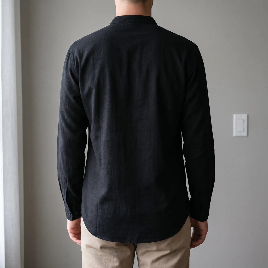 Knomia™ -  Long Sleeve Mandarin Shirt -  Relaxed Weekend Wear