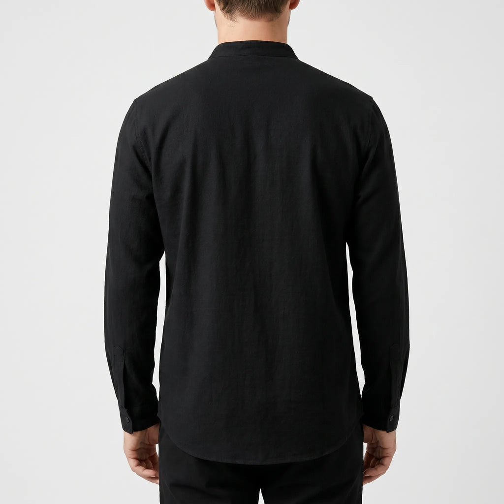 Knomia™ -  Long Sleeve Mandarin Shirt -  Relaxed Weekend Wear
