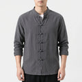 Knomia™ -  Long Sleeve Mandarin Shirt -  Relaxed Weekend Wear