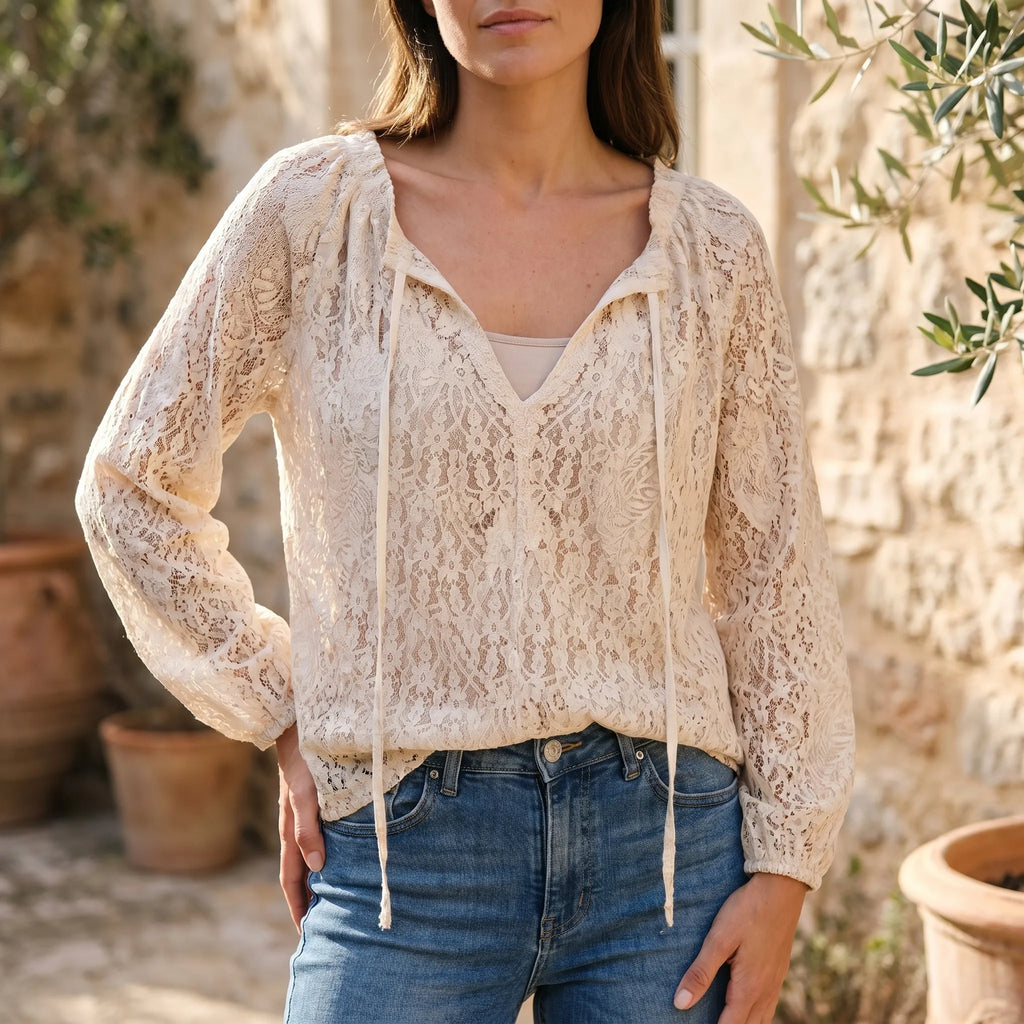 LaceAura™ -  Boho Style Lace Blouse -  Casual Daytime Outings