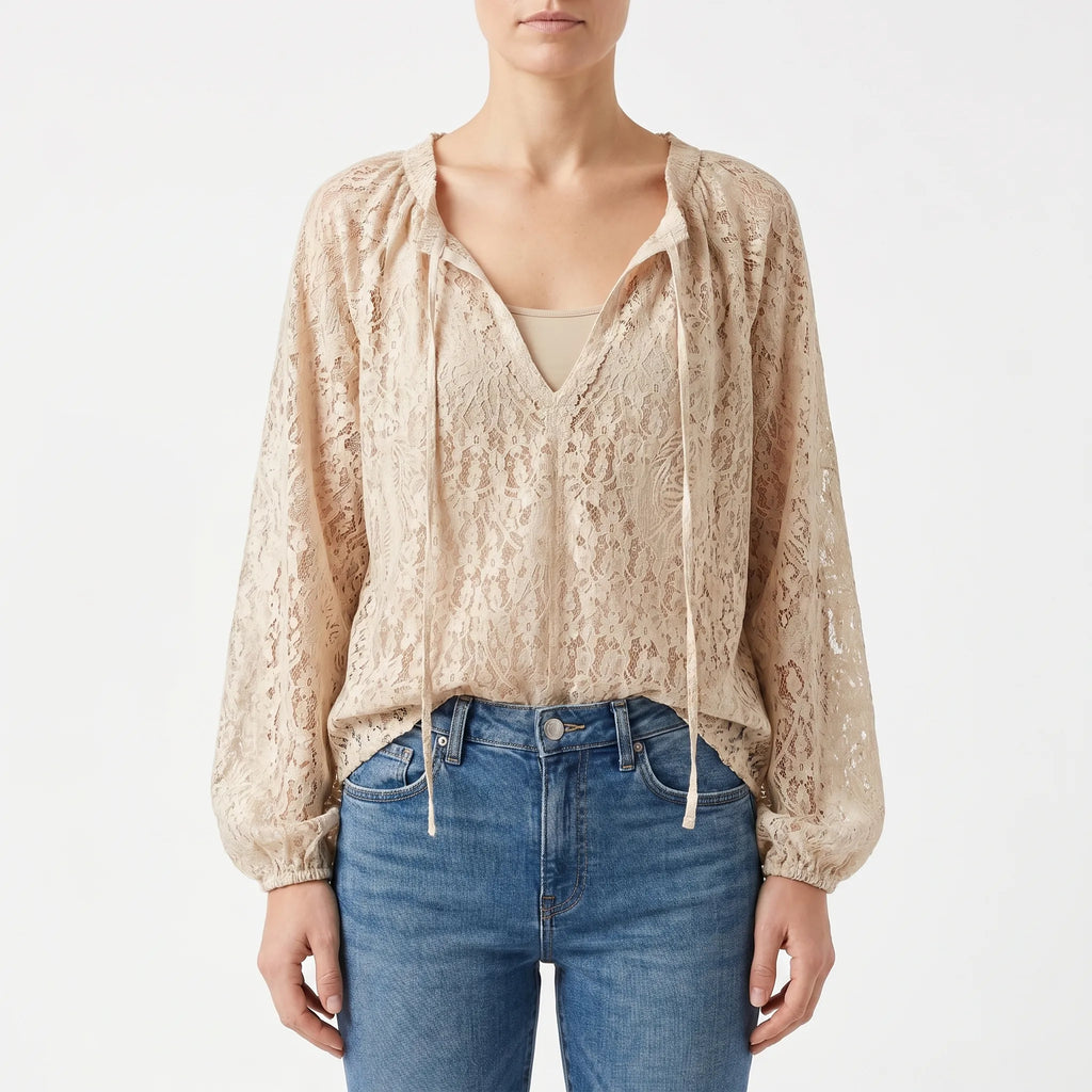 LaceAura™ -  Boho Style Lace Blouse -  Casual Daytime Outings