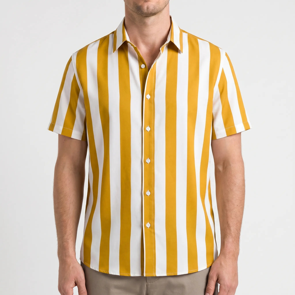 Linoray™ -  Short Sleeve Striped Shirt -  Summer Holidays