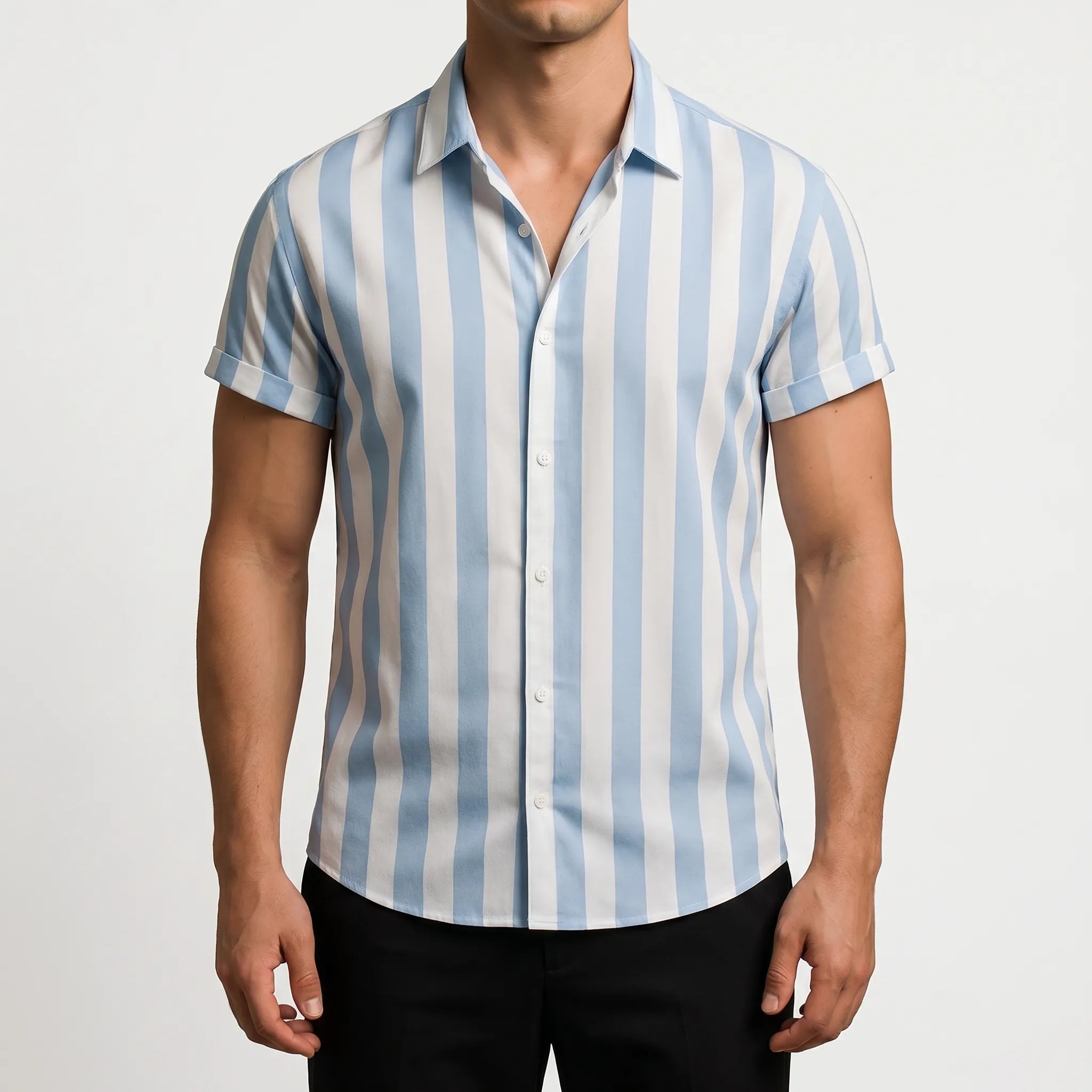 Linoray™ -  Short Sleeve Striped Shirt -  Summer Holidays