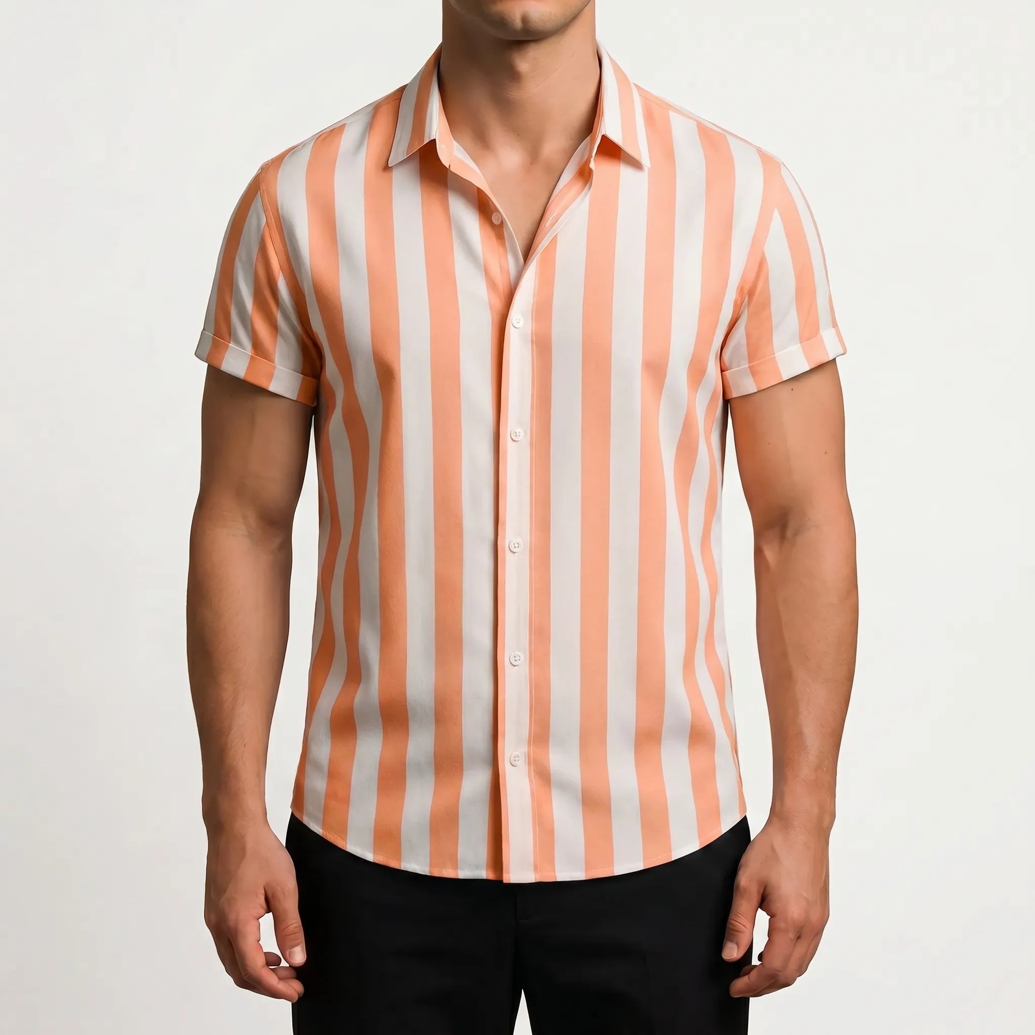 Linoray™ -  Short Sleeve Striped Shirt -  Summer Holidays