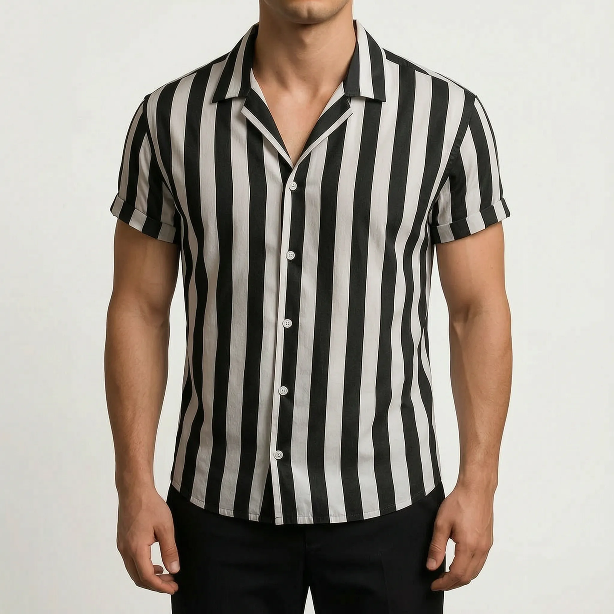 Linoray™ -  Short Sleeve Striped Shirt -  Summer Holidays