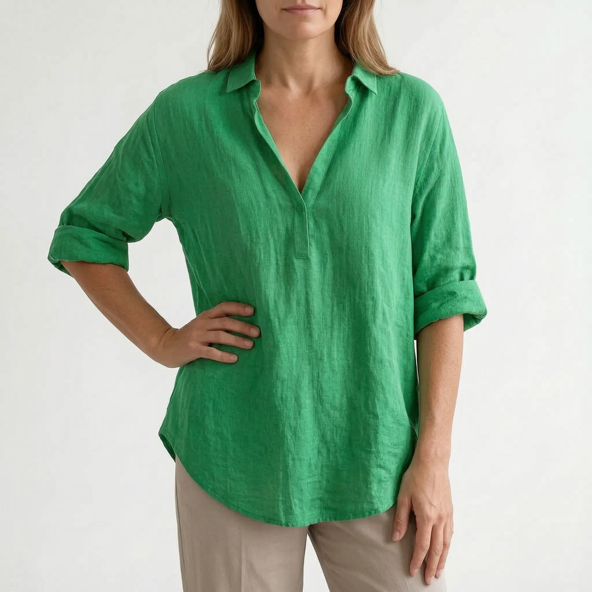 Lomire™ -  Relaxed Textured Blouse -  Casual Daily Wear