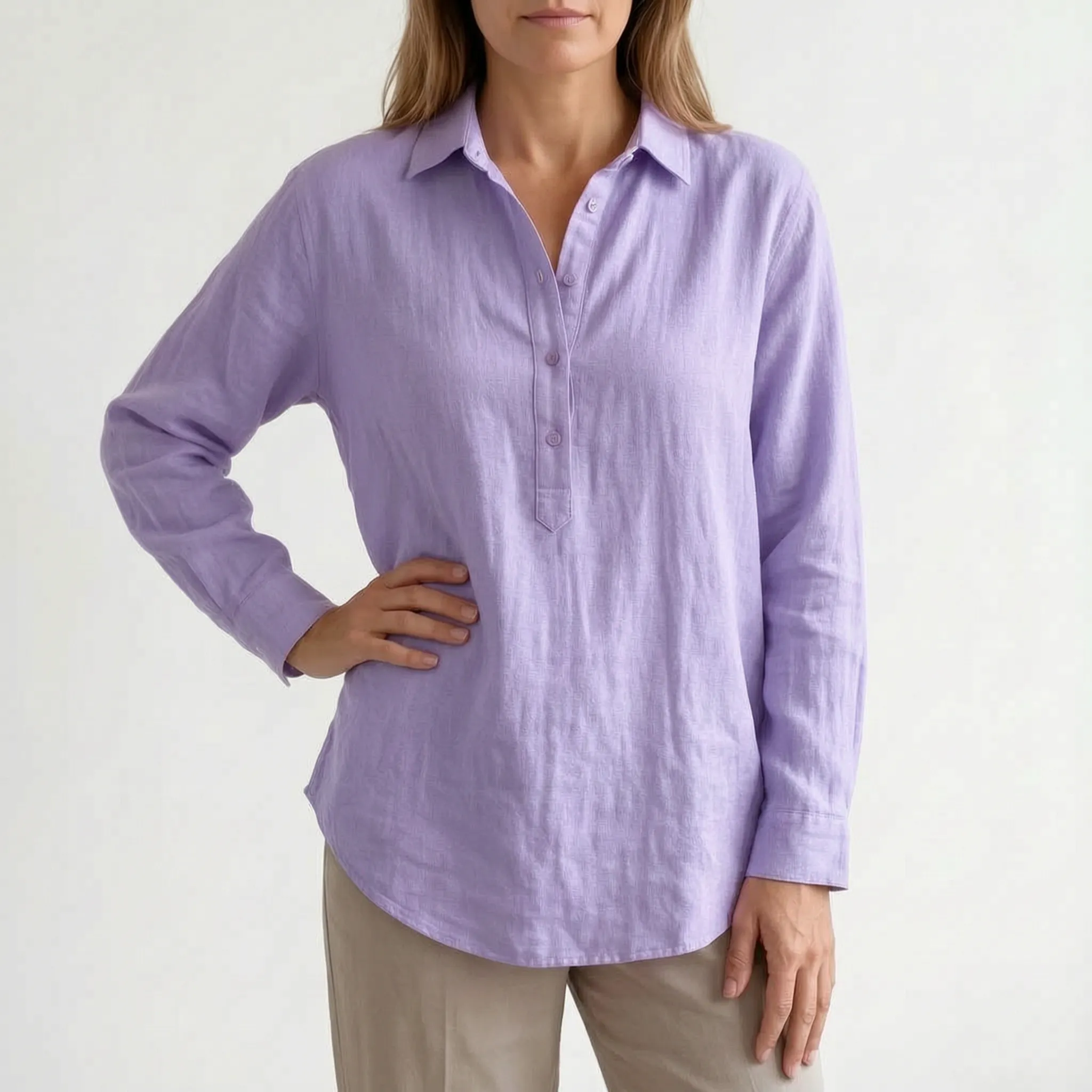 Lomire™ -  Relaxed Textured Blouse -  Casual Daily Wear