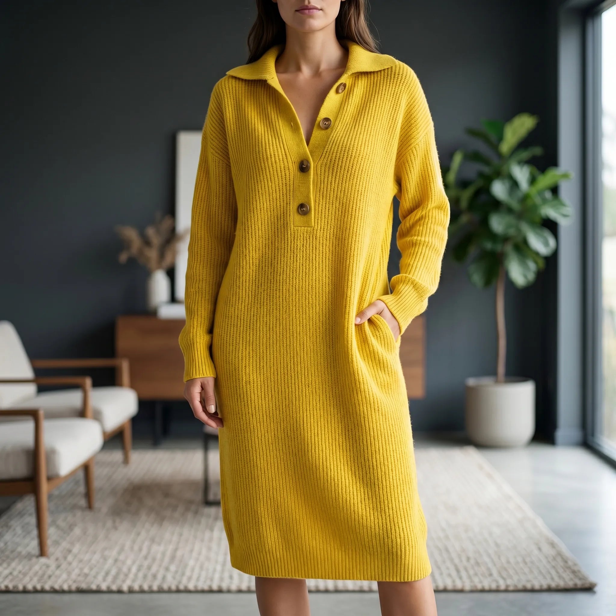Loxley™ -  Ribbed Knit Midi Dress -  Everyday Casual Wear