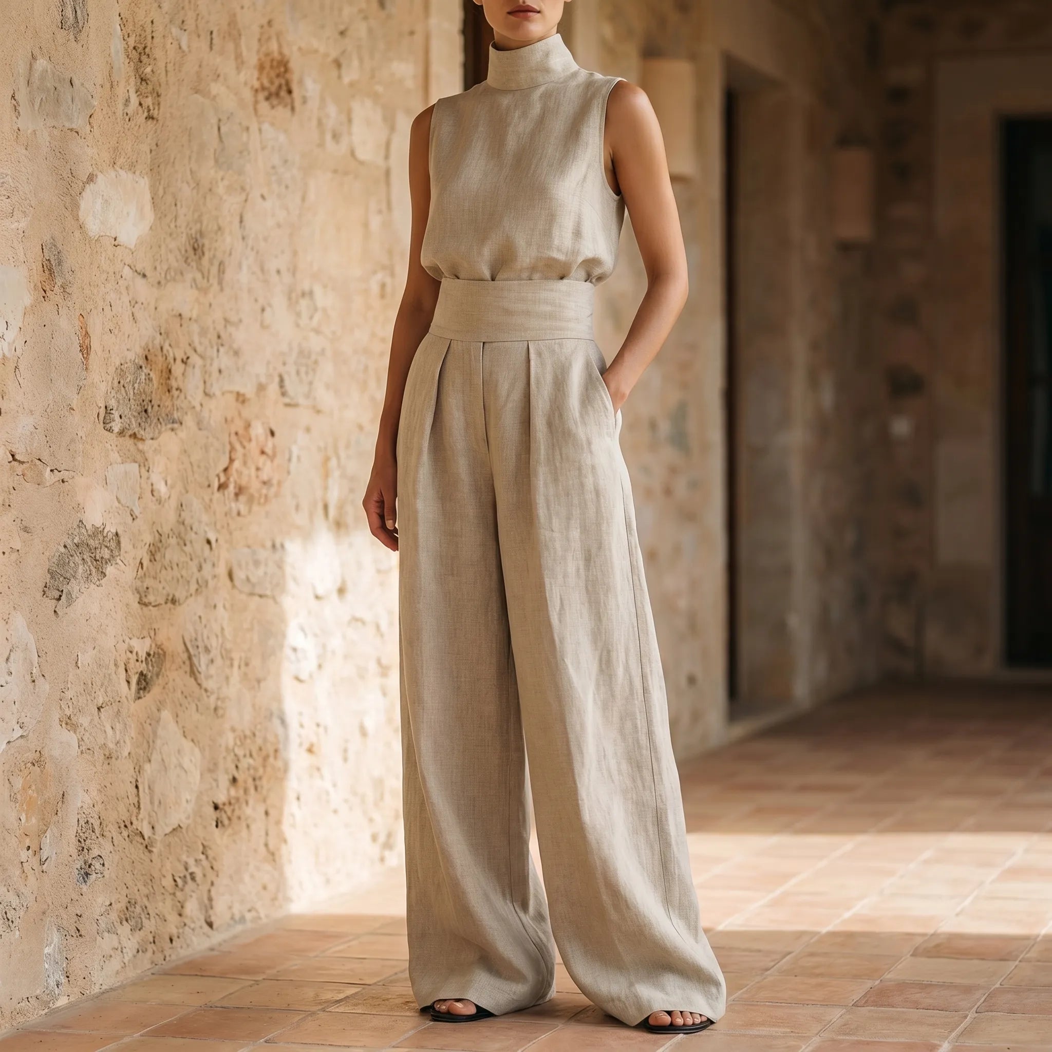 Luminaset™ -  Sleeveless High Neck Matching Set -  Coordinated Styling