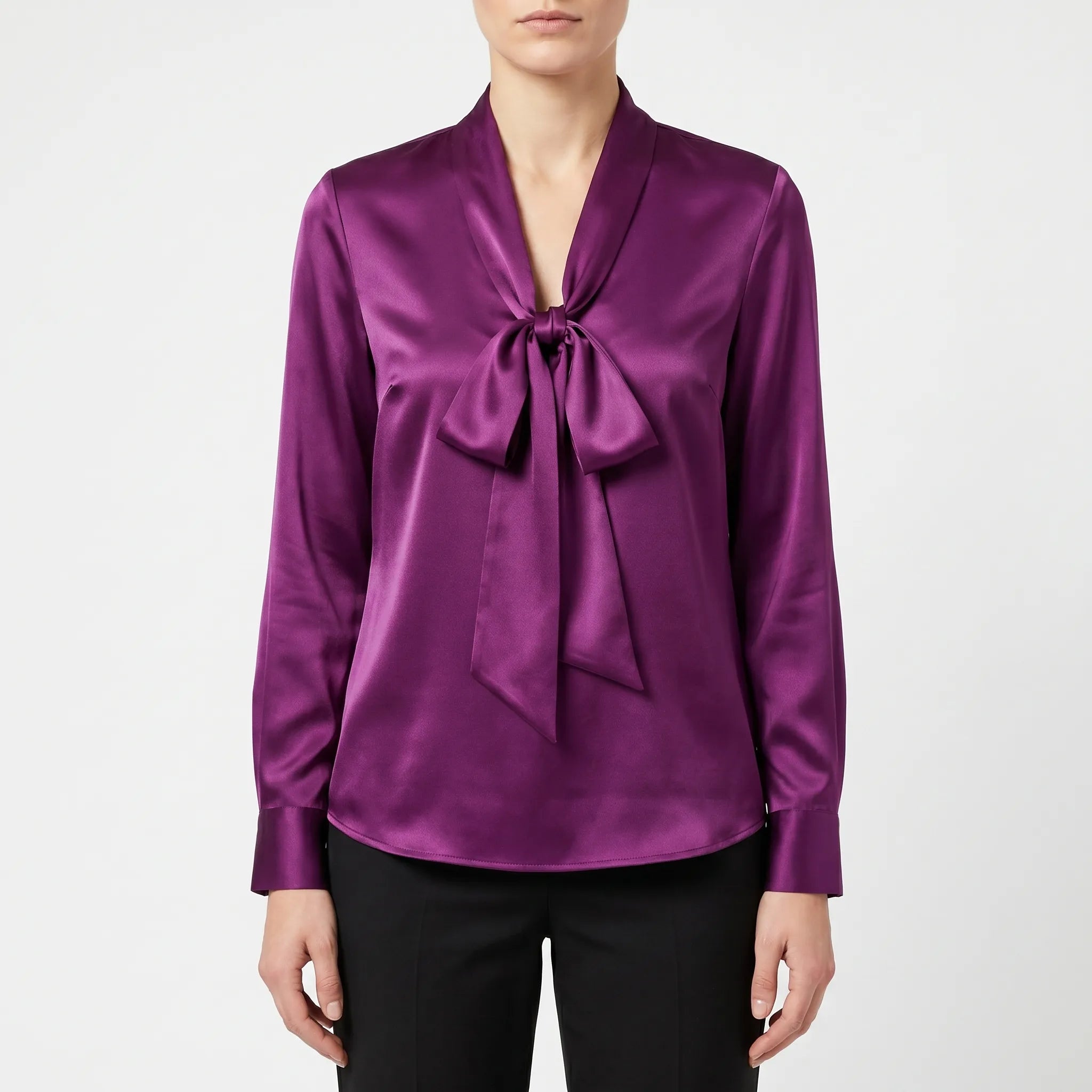 Lumnia™ -  Long Sleeve Tie Neck Blouse -  Office Attire