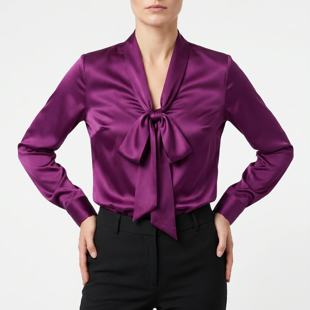 Lumnia™ -  Long Sleeve Tie Neck Blouse -  Office Attire