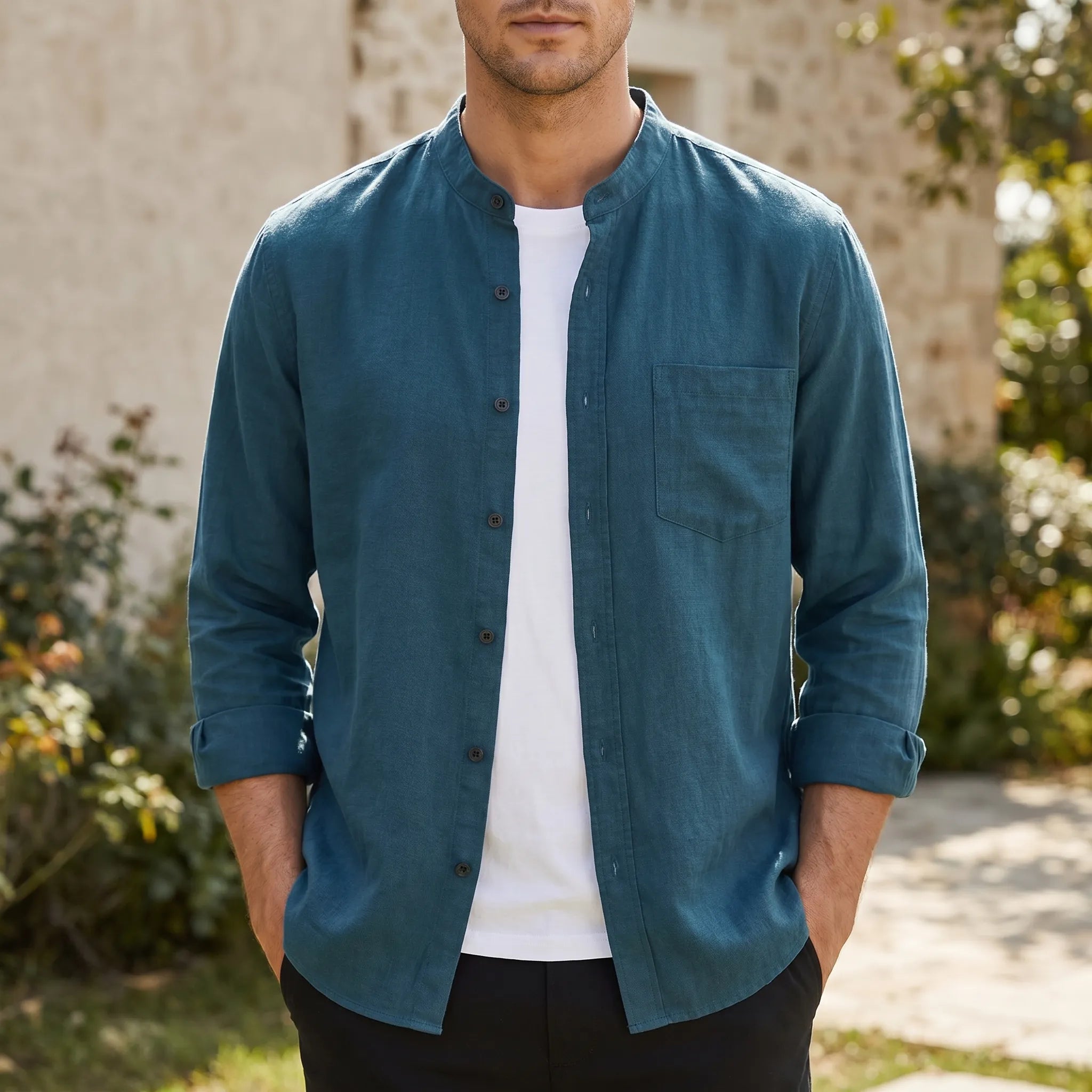 Lussoir™ -  Men's Casual Stand Collar Shirt -  Smart Casual Wear