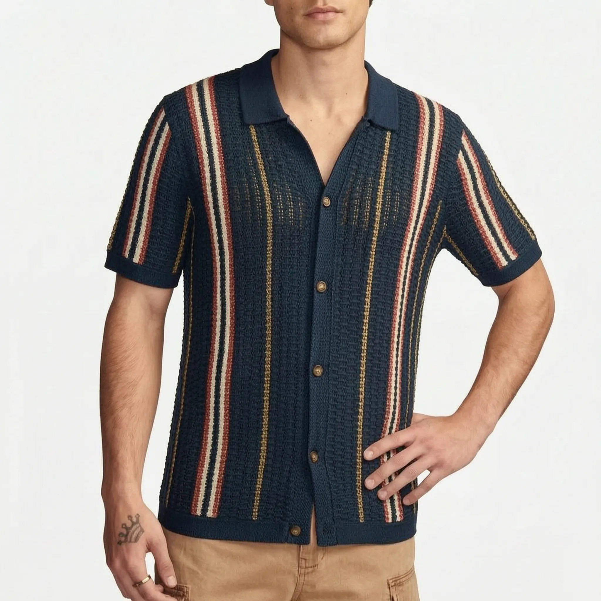 Lussox™ -  Men's Open Knit Shirt -  Warm Weather Styling