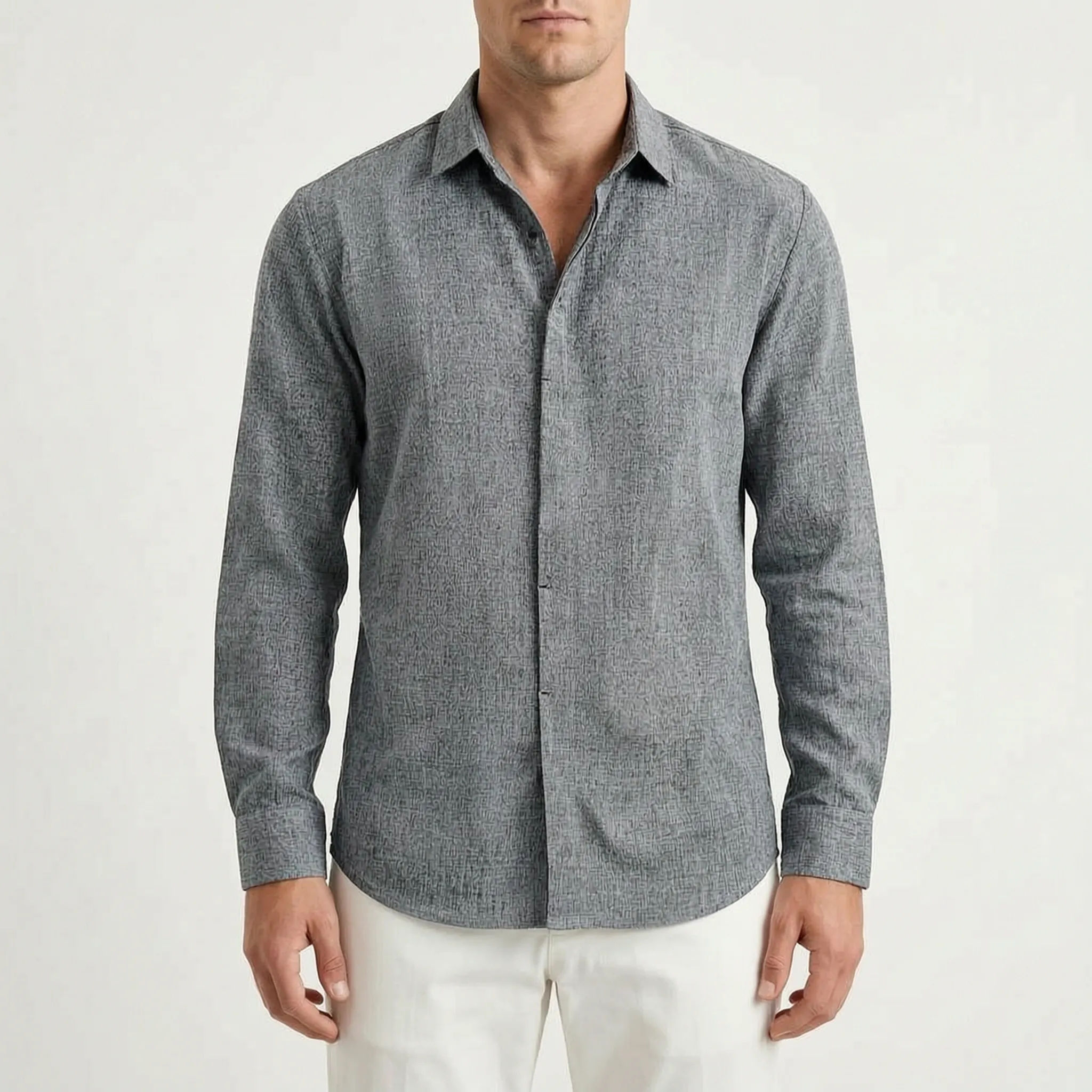 Maridox™ -  Men's Textured Long-Sleeve Shirt -  Smart-Casual Styling