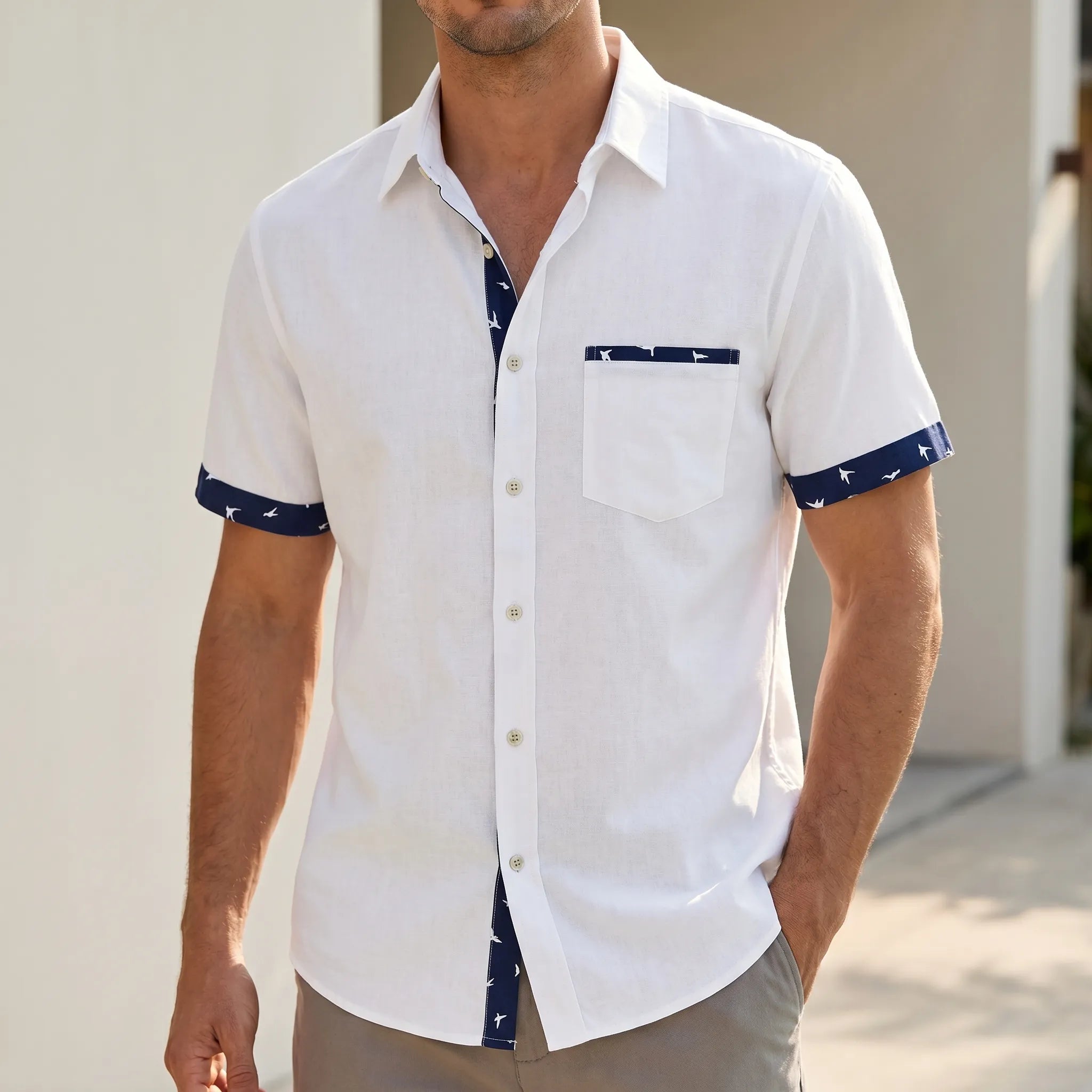 Marviso™ -  Men's Short Sleeve Button-Down Shirt -  Smart-Casual Office Wear