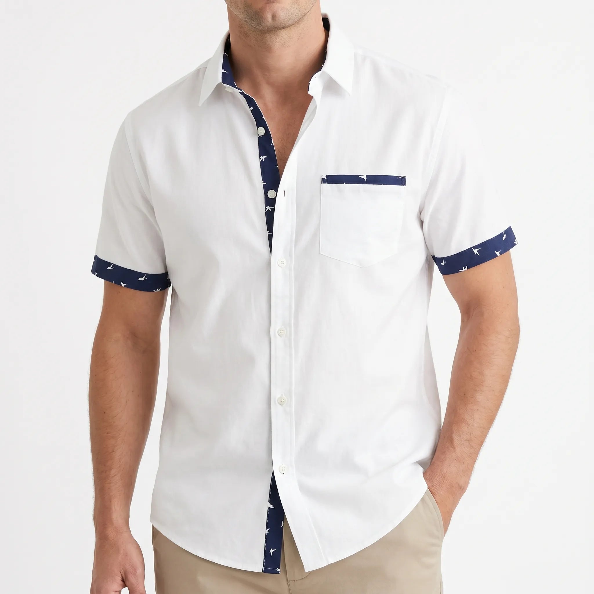 Marviso™ -  Men's Short Sleeve Button-Down Shirt -  Smart-Casual Office Wear