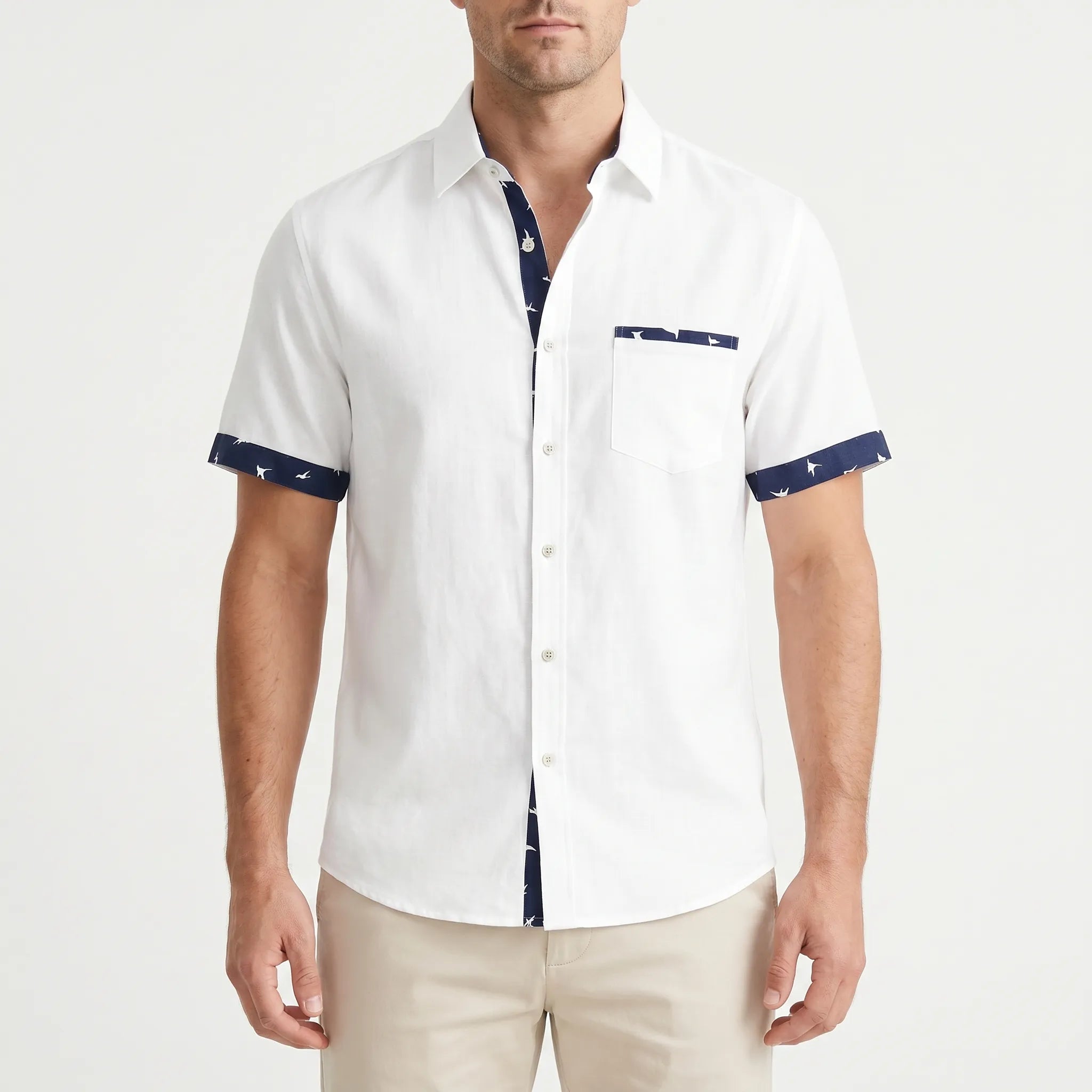Marviso™ -  Men's Short Sleeve Button-Down Shirt -  Smart-Casual Office Wear