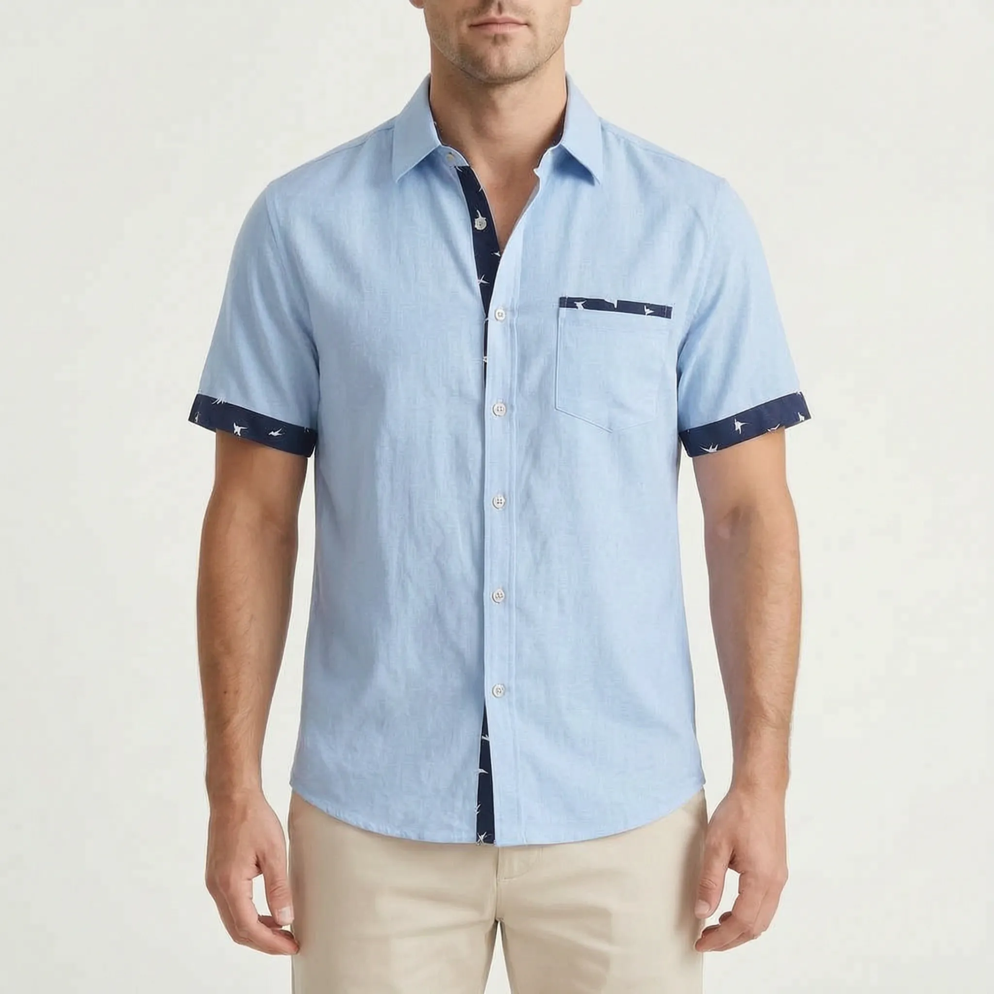 Marviso™ -  Men's Short Sleeve Button-Down Shirt -  Smart-Casual Office Wear