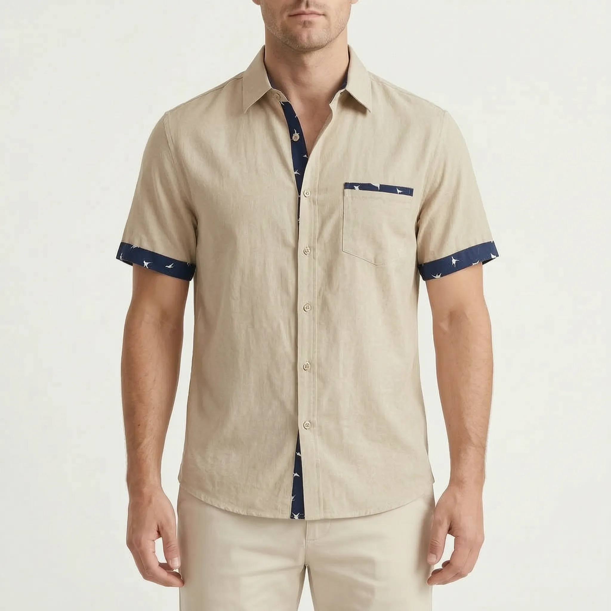 Marviso™ -  Men's Short Sleeve Button-Down Shirt -  Smart-Casual Office Wear