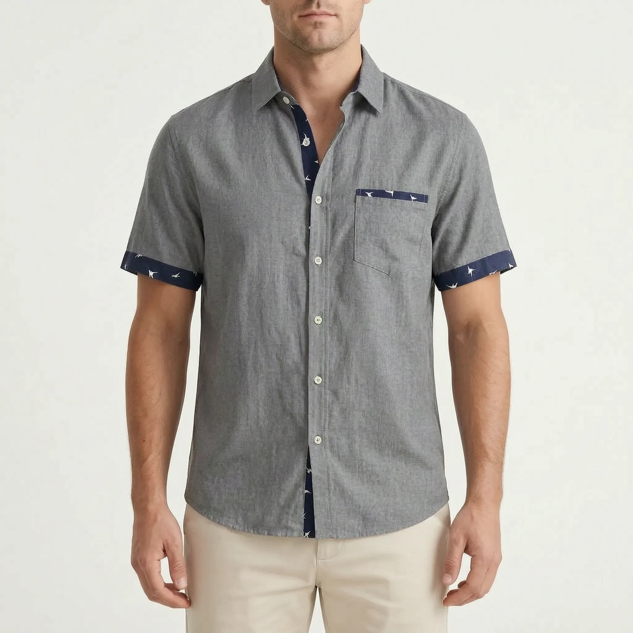 Marviso™ -  Men's Short Sleeve Button-Down Shirt -  Smart-Casual Office Wear