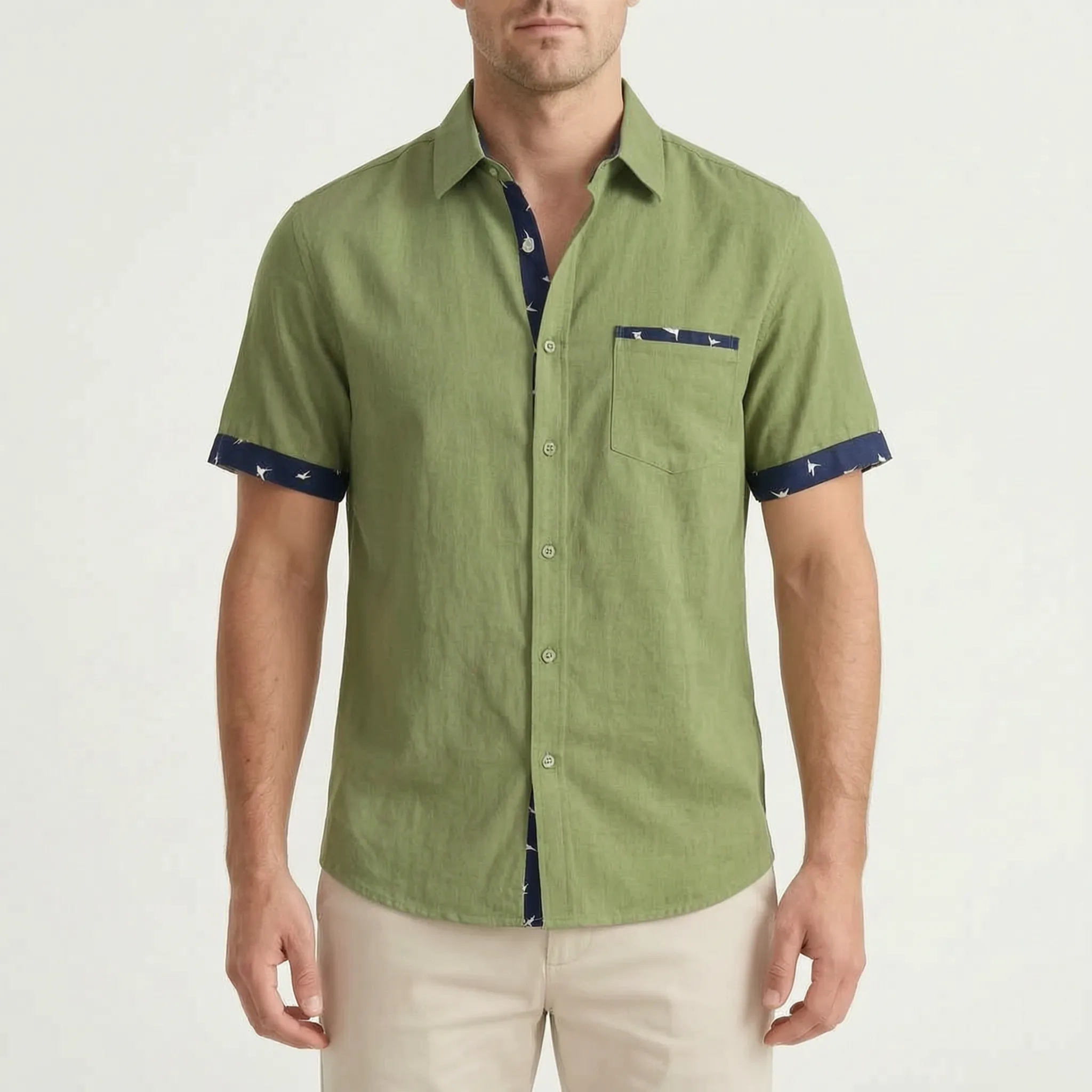 Marviso™ -  Men's Short Sleeve Button-Down Shirt -  Smart-Casual Office Wear