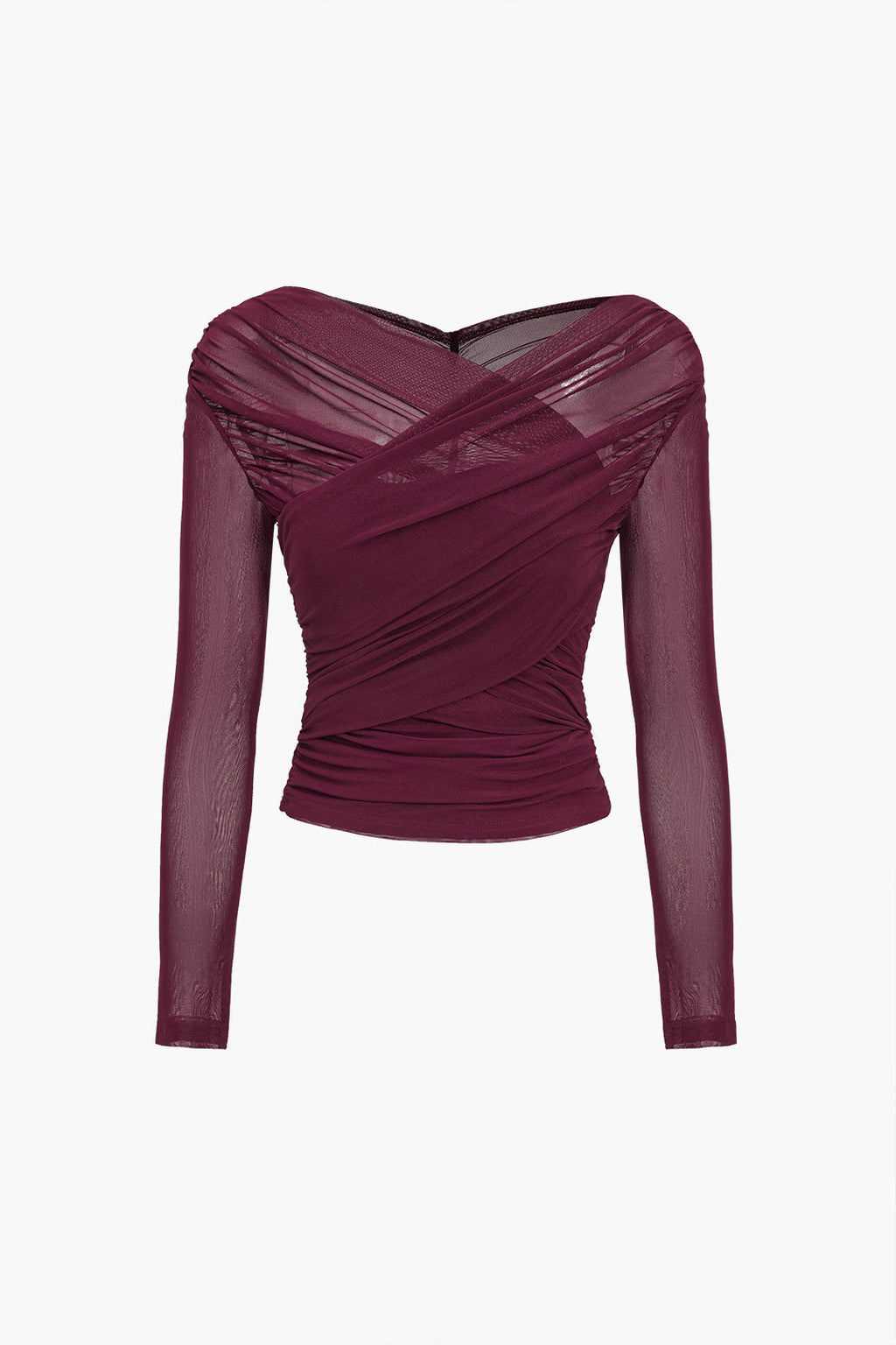 Meshani™ -  Ruched Mesh Long Sleeve Top -  Evening Socialising