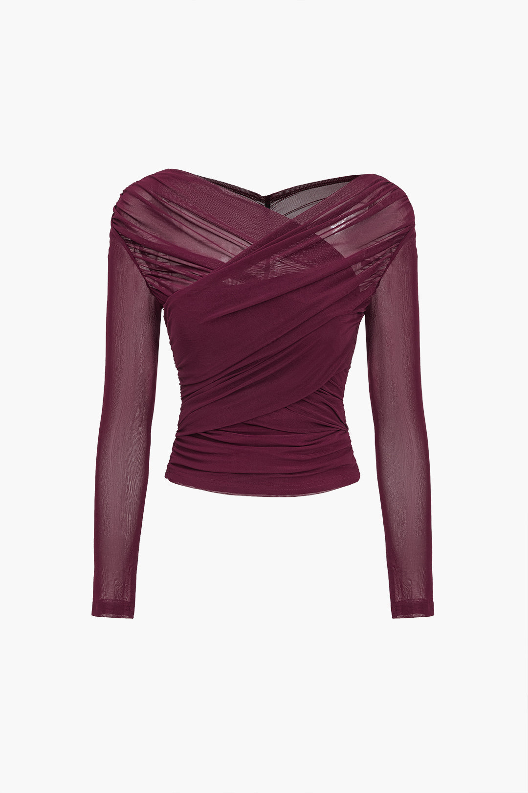 Meshani™ -  Ruched Mesh Long Sleeve Top -  Evening Socialising