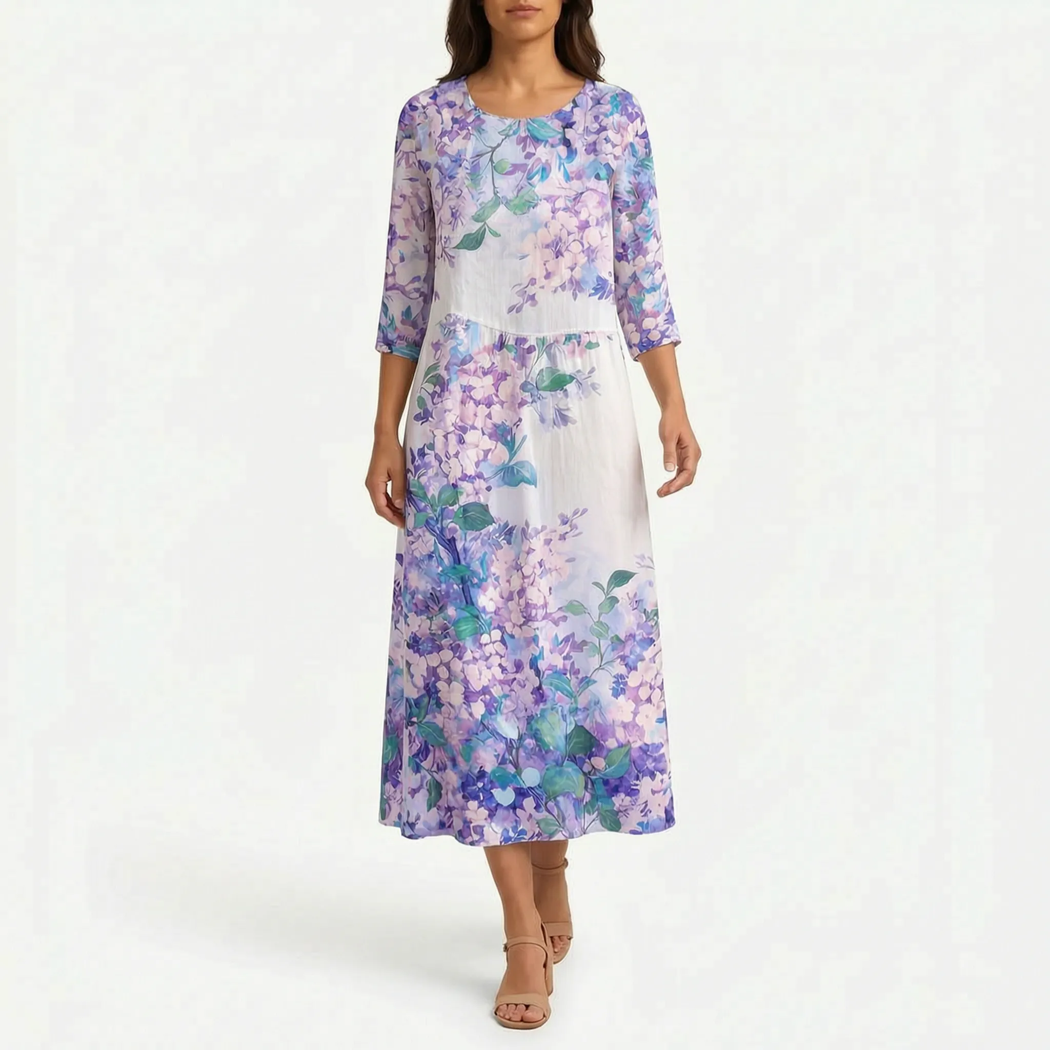 Midalis™ -  Floral Print Midi Dress -  Casual Daytime Outings