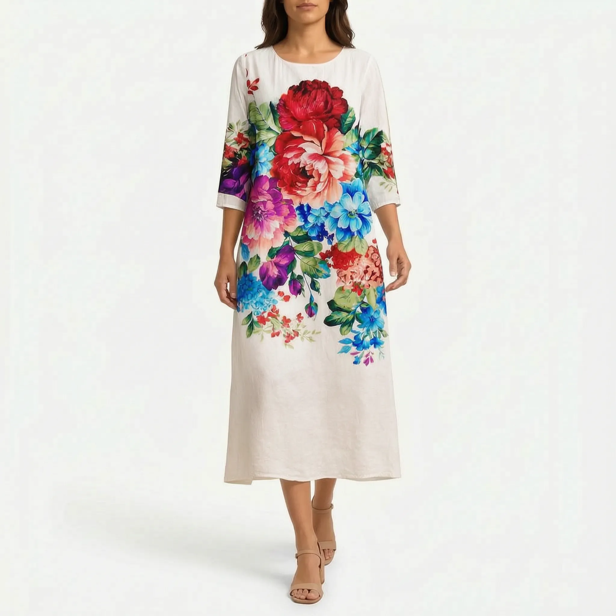 Midalis™ -  Floral Print Midi Dress -  Casual Daytime Outings