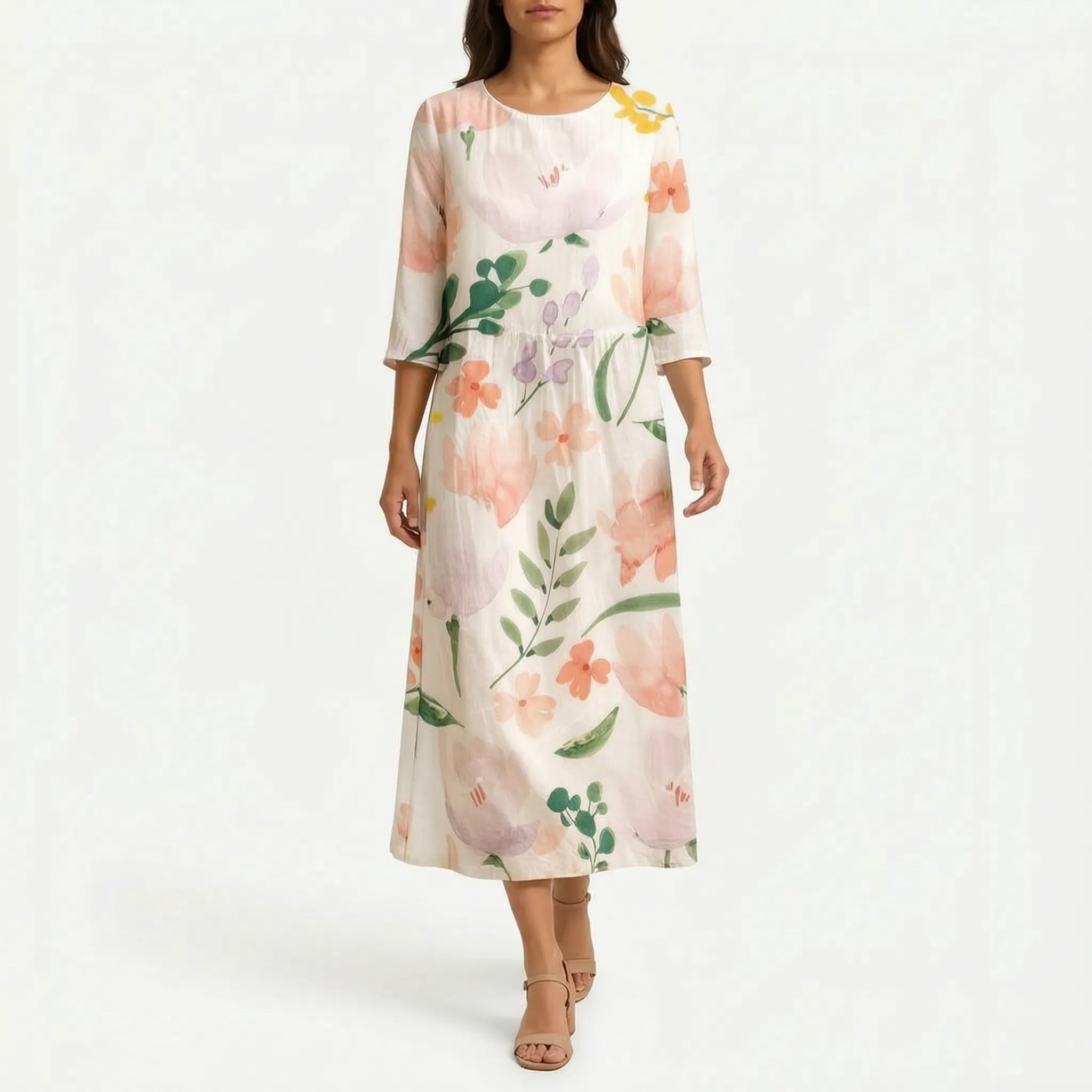 Midalis™ -  Floral Print Midi Dress -  Casual Daytime Outings