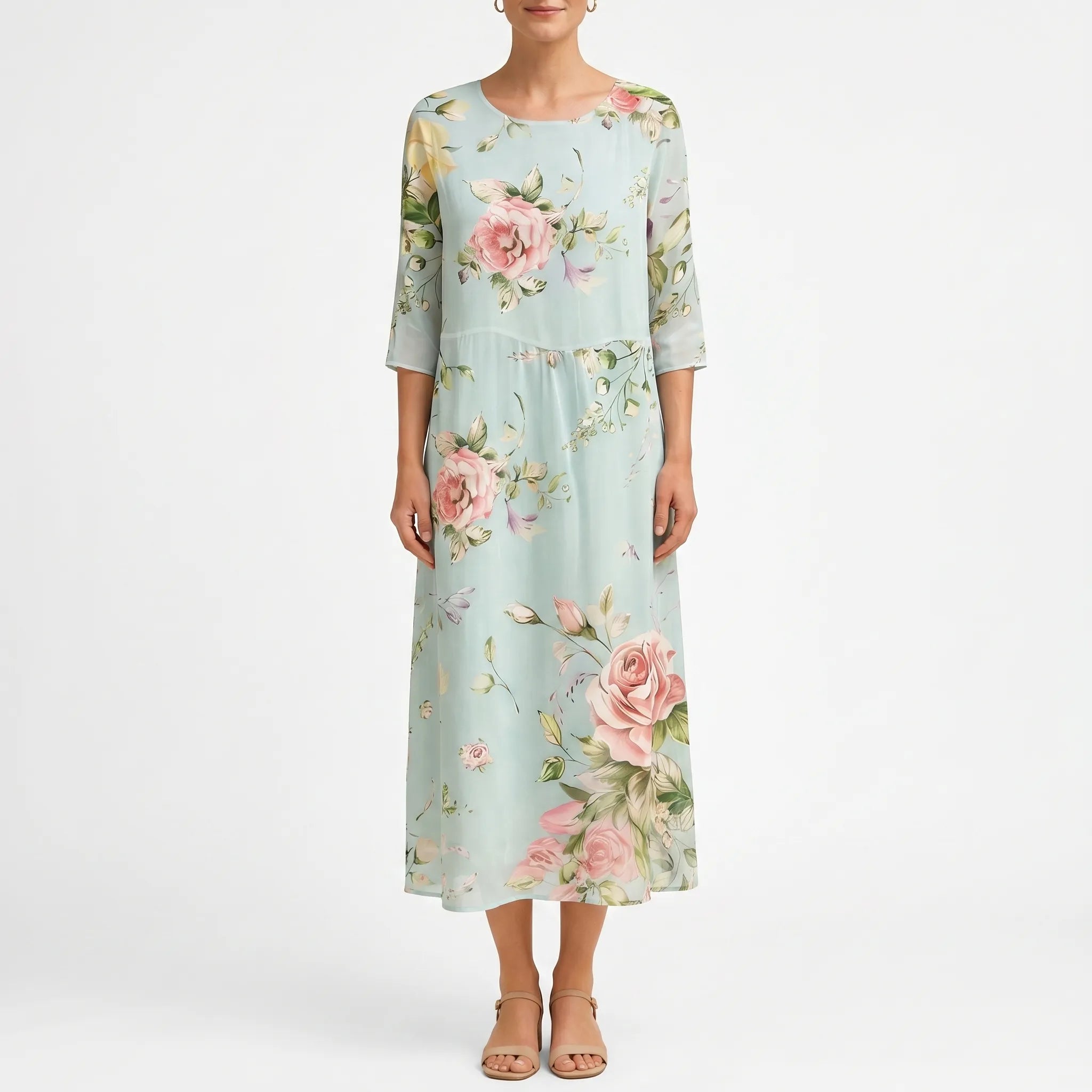 Midalis™ -  Floral Print Midi Dress -  Casual Daytime Outings