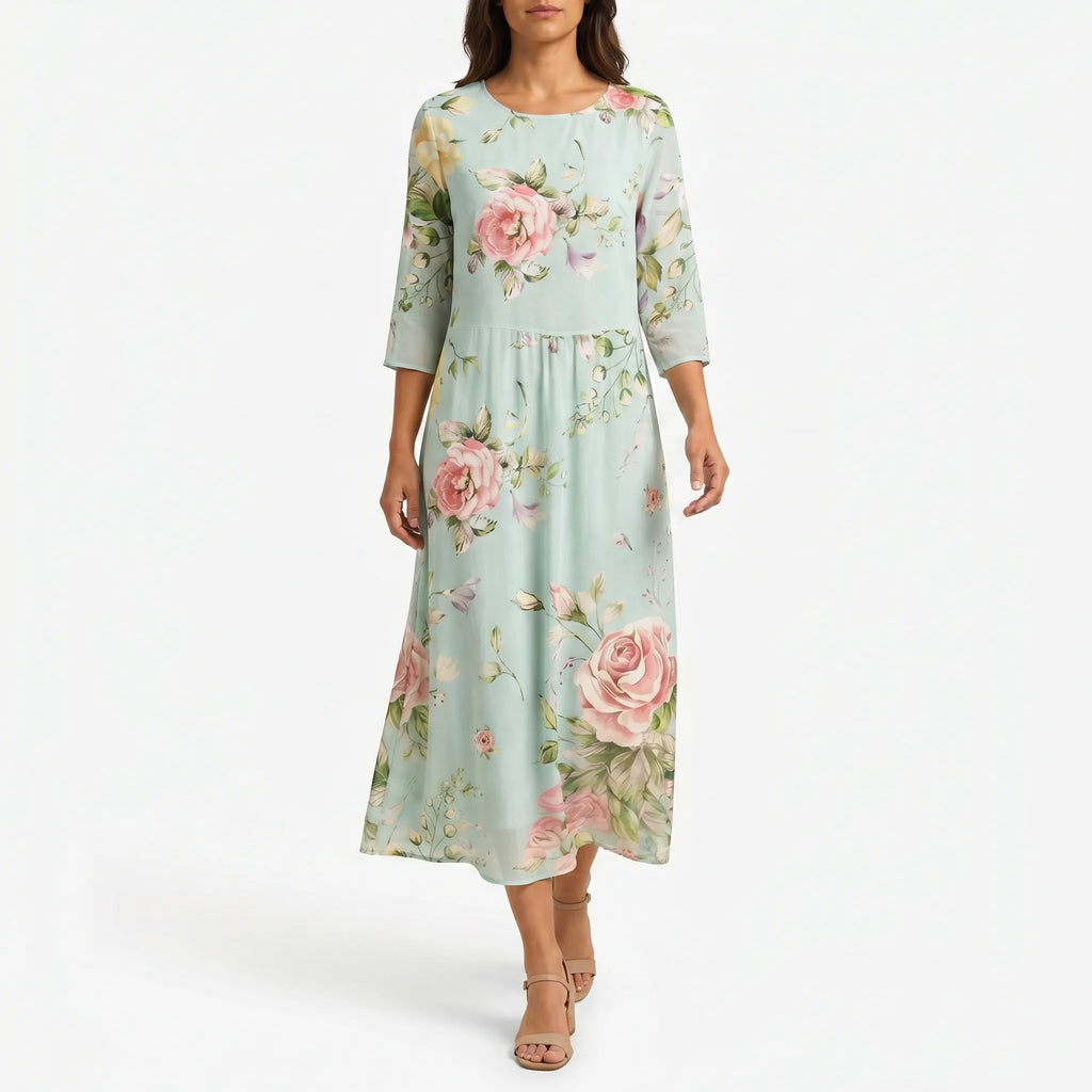 Midalis™ -  Floral Print Midi Dress -  Casual Daytime Outings
