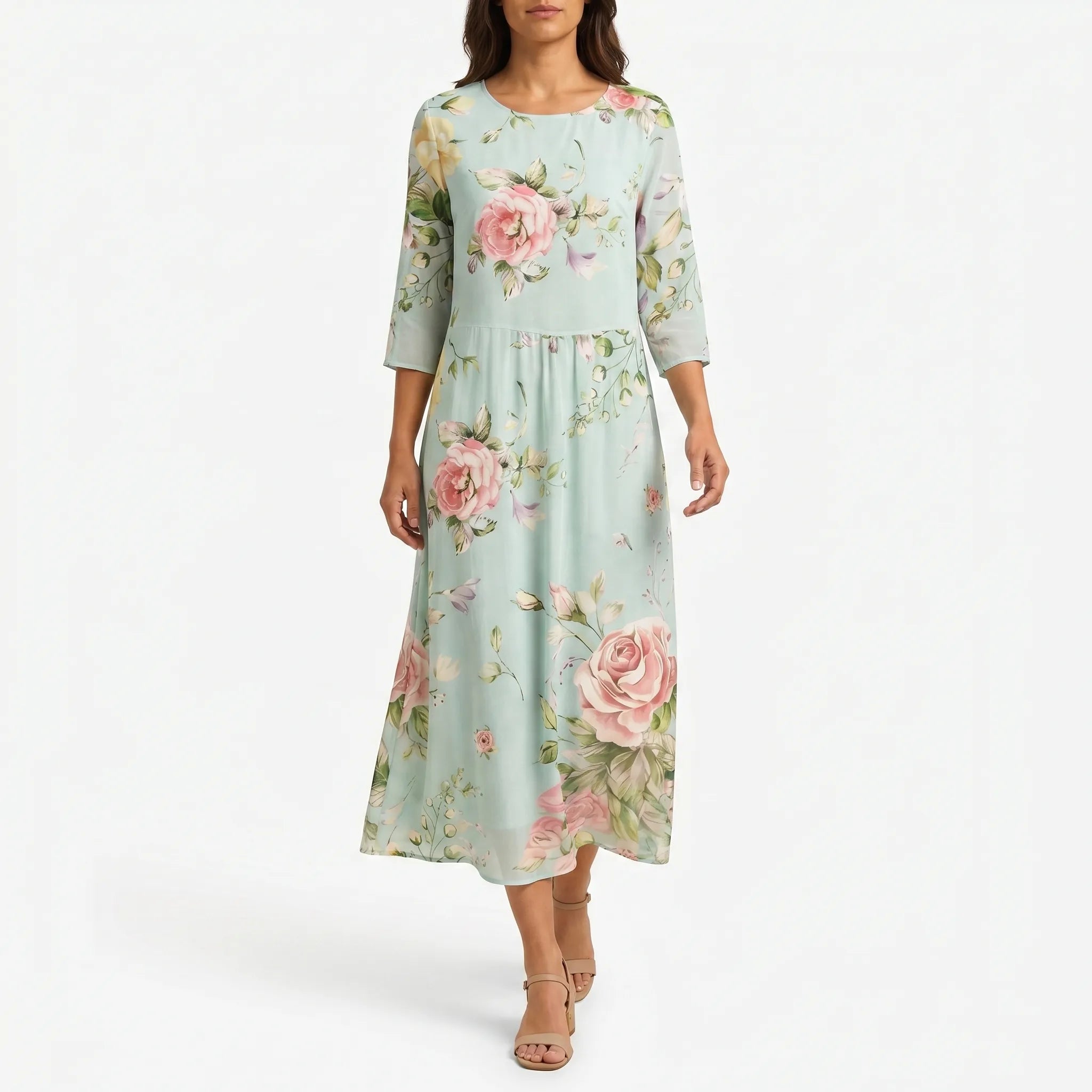 Midalis™ -  Floral Print Midi Dress -  Casual Daytime Outings