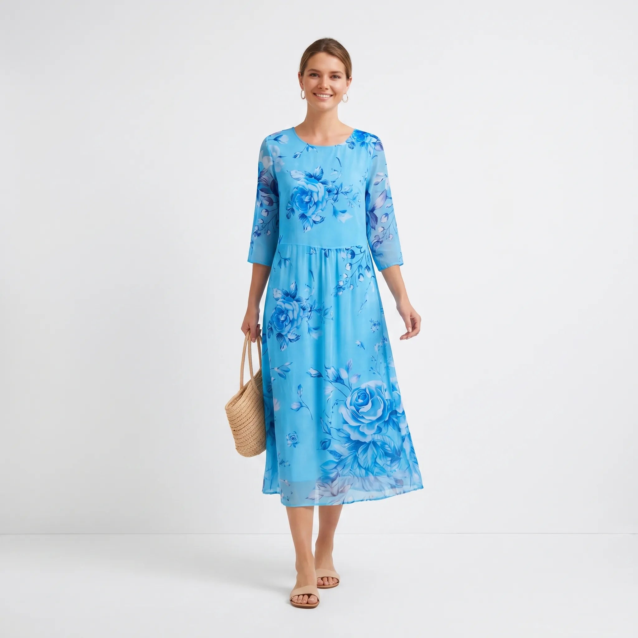 Midalis™ -  Floral Print Midi Dress -  Casual Daytime Outings