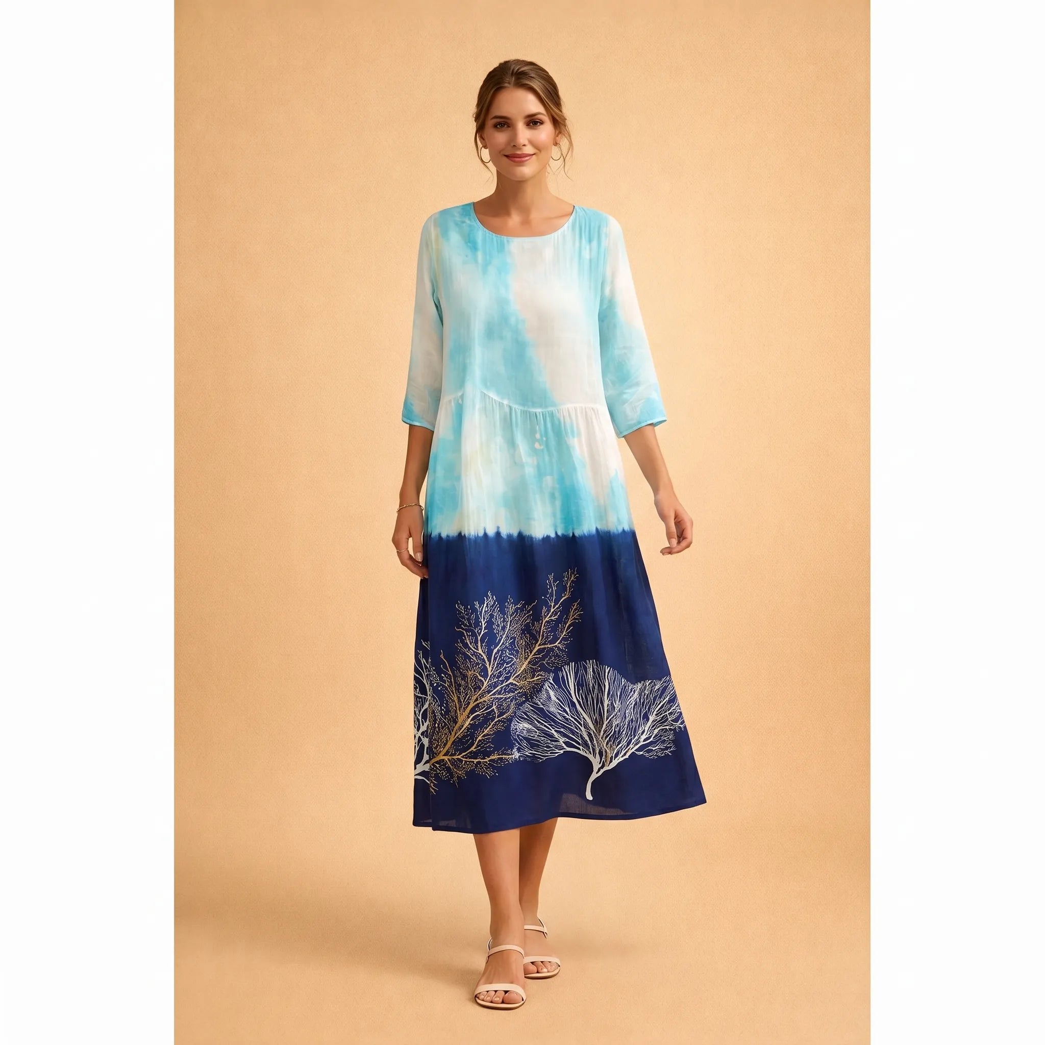 Midalis™ -  Floral Print Midi Dress -  Casual Daytime Outings