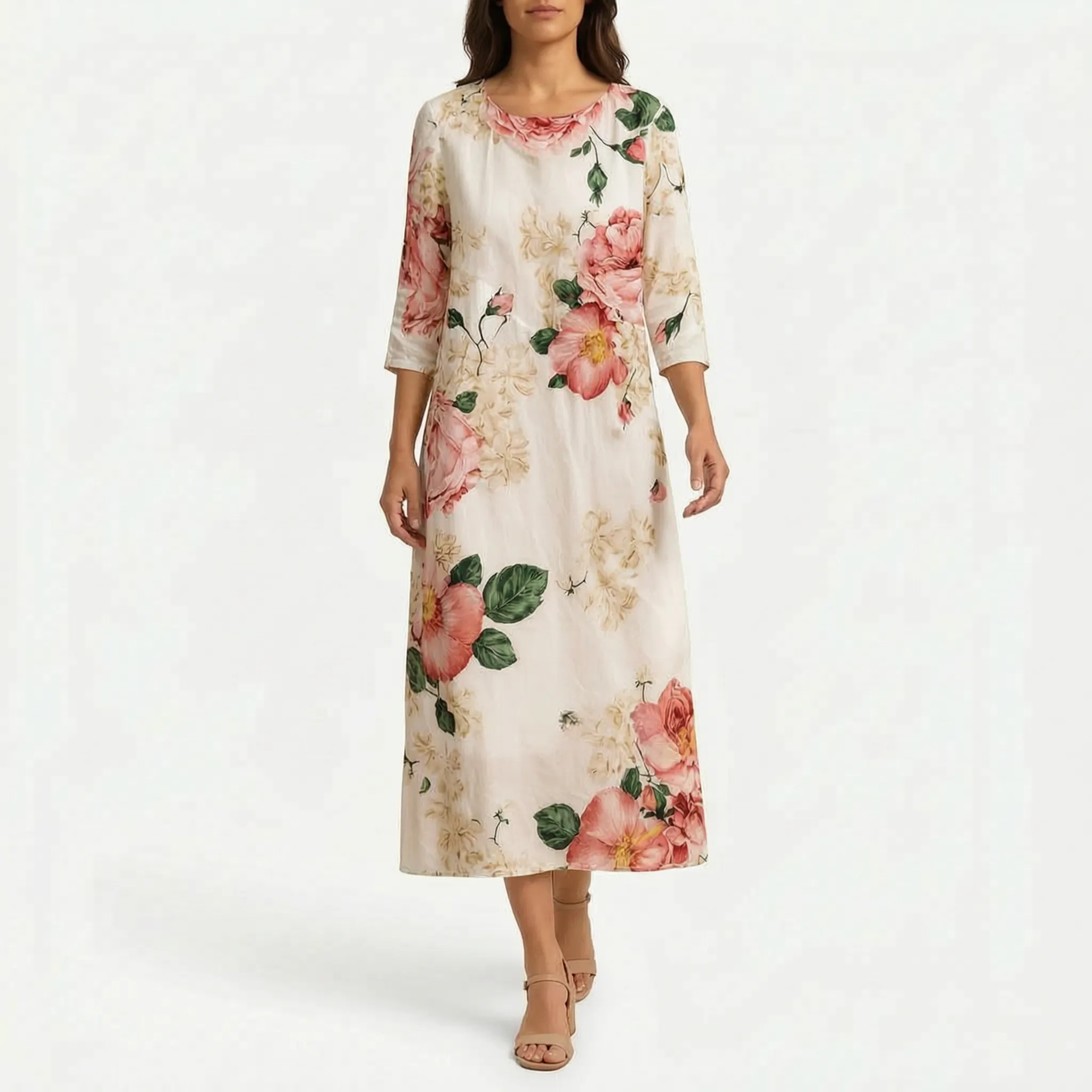 Midalis™ -  Floral Print Midi Dress -  Casual Daytime Outings