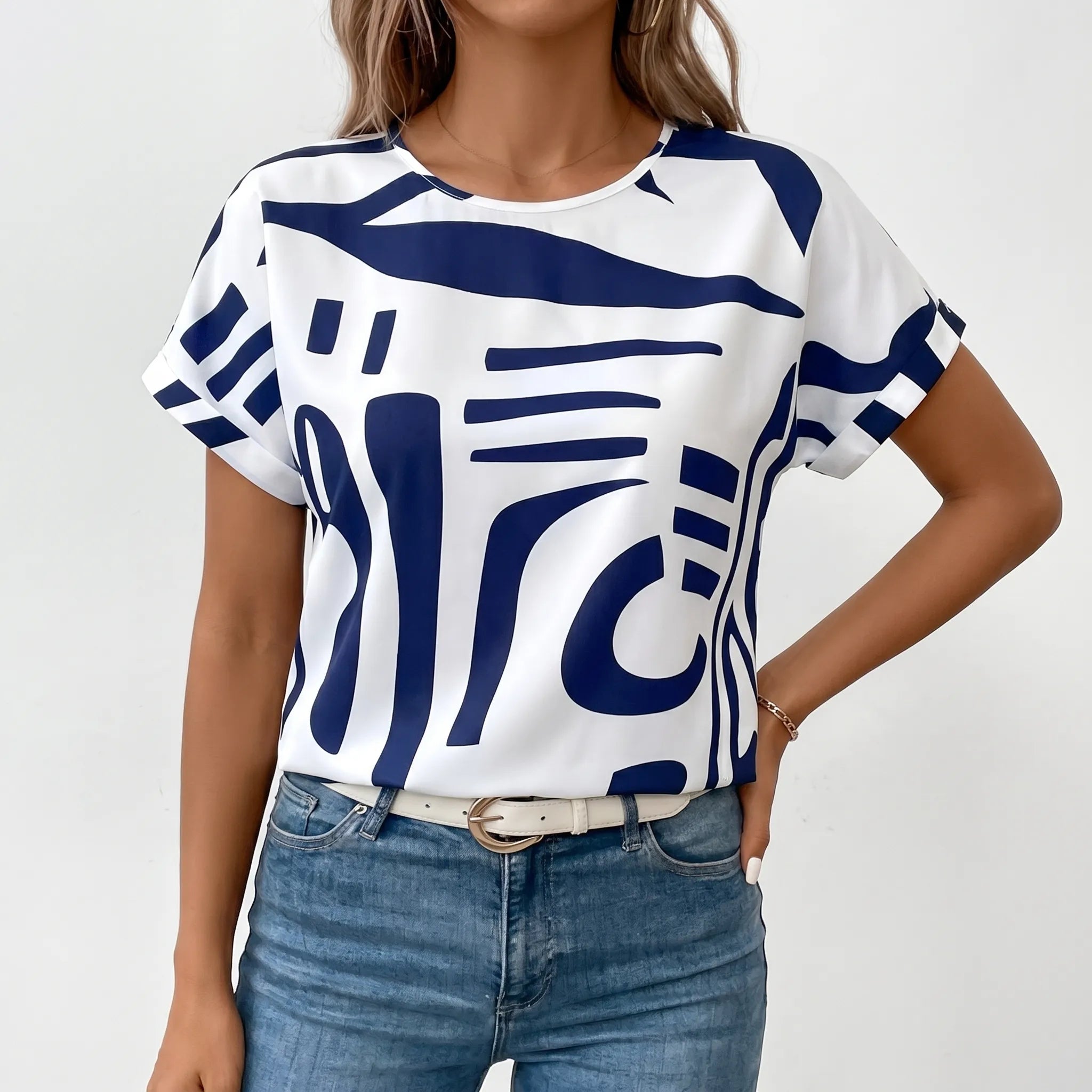 Motifra™ -  Abstract Print Top -  Everyday Casual Wear